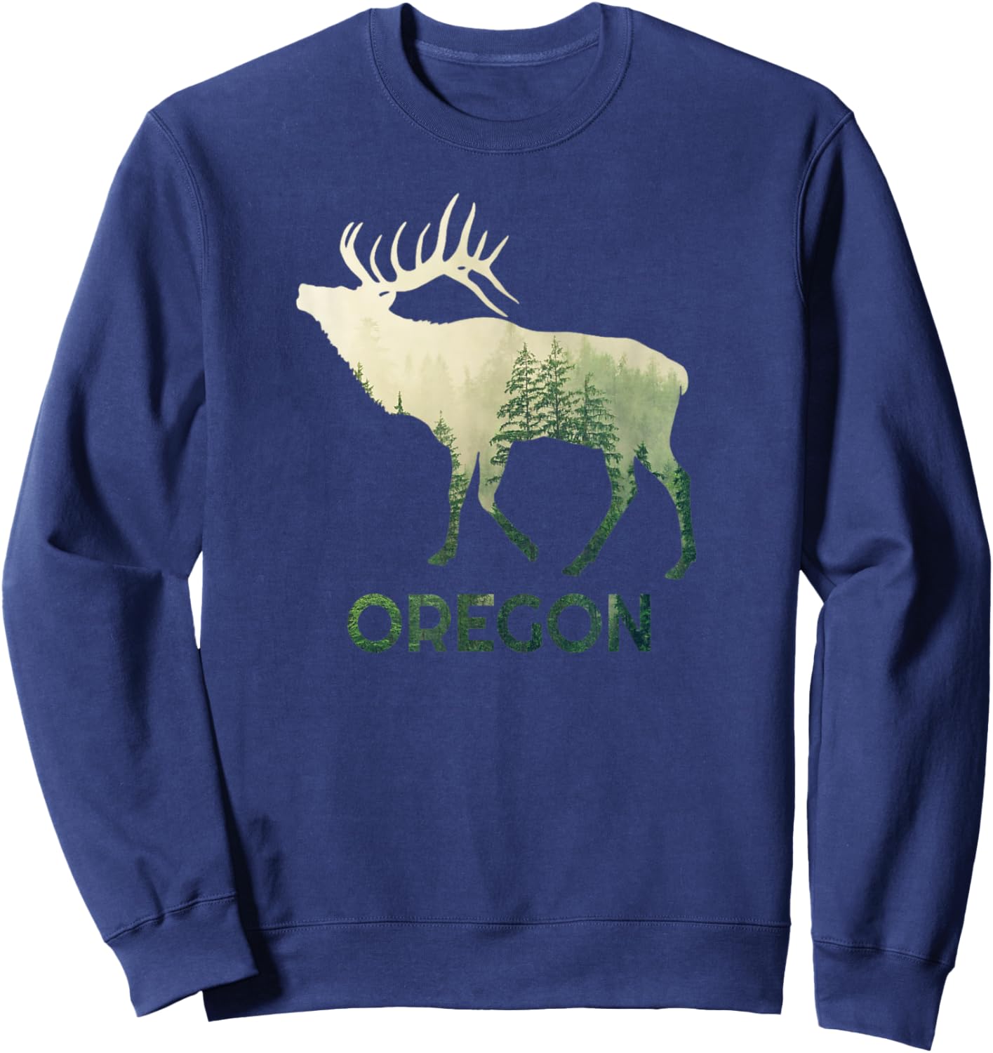 Oregon Pride Elk Forest Wildlife Nature Mountain Proud Sweatshirt - Sweatshirt | Navy