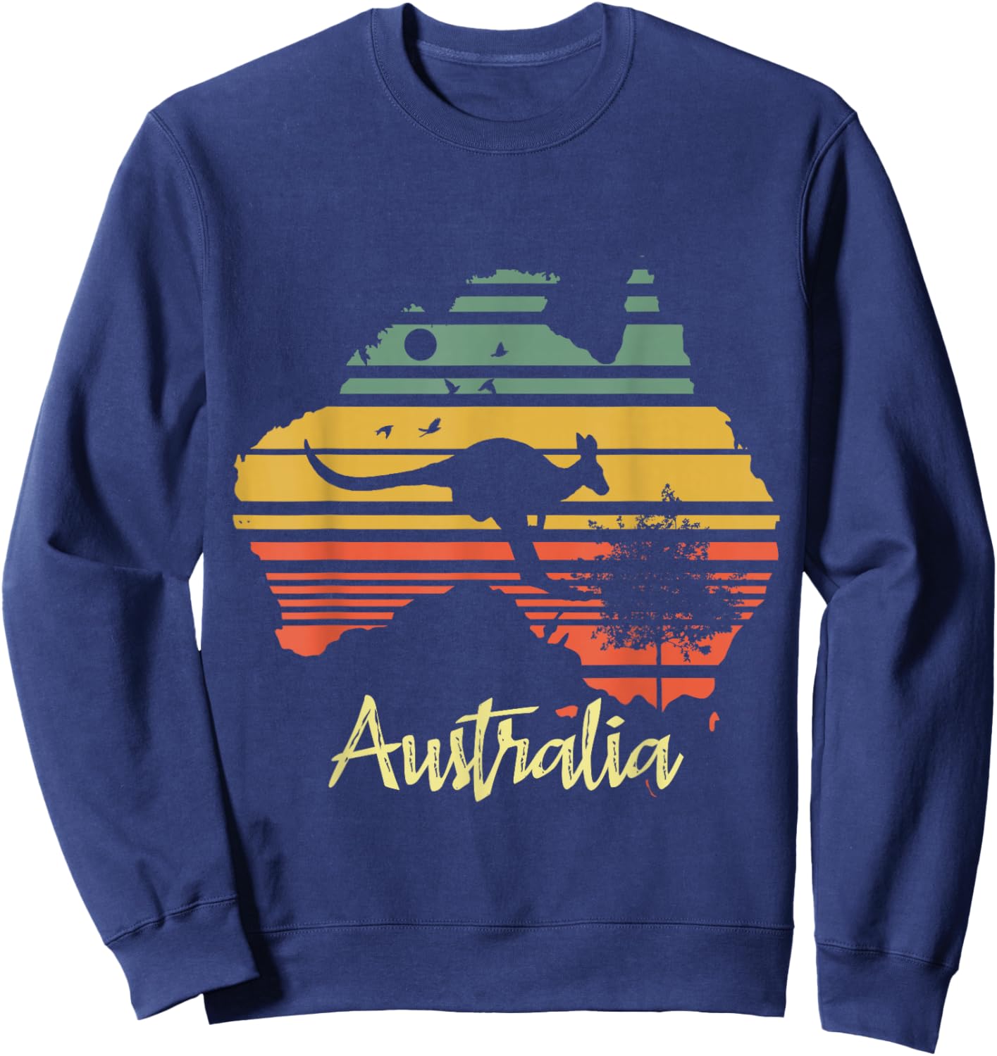 Vintage Land Map Australia Day Australian Kangaroo Sweatshirt - Sweatshirt | Navy