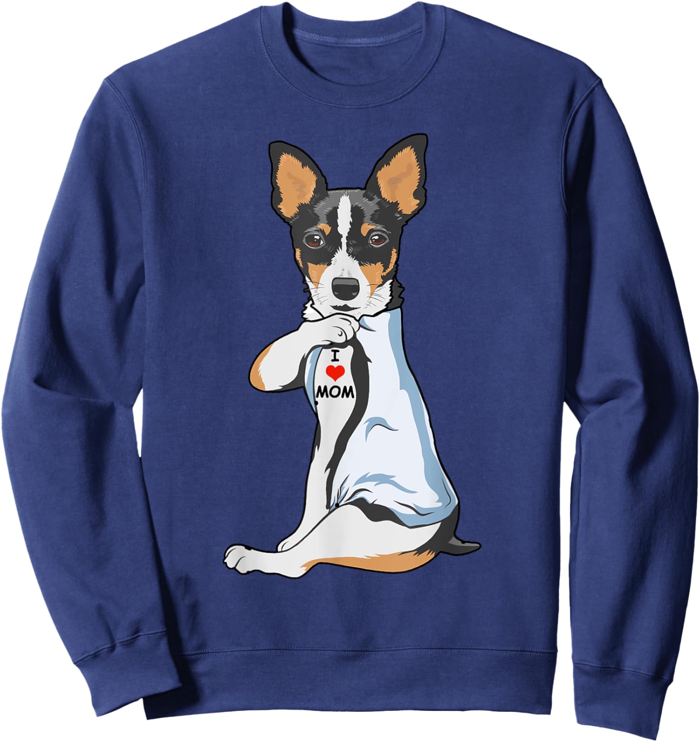 I Love Mom Tattoo Rat Terrier Mom Dog Lover Women Sweatshirt - Sweatshirt | Navy