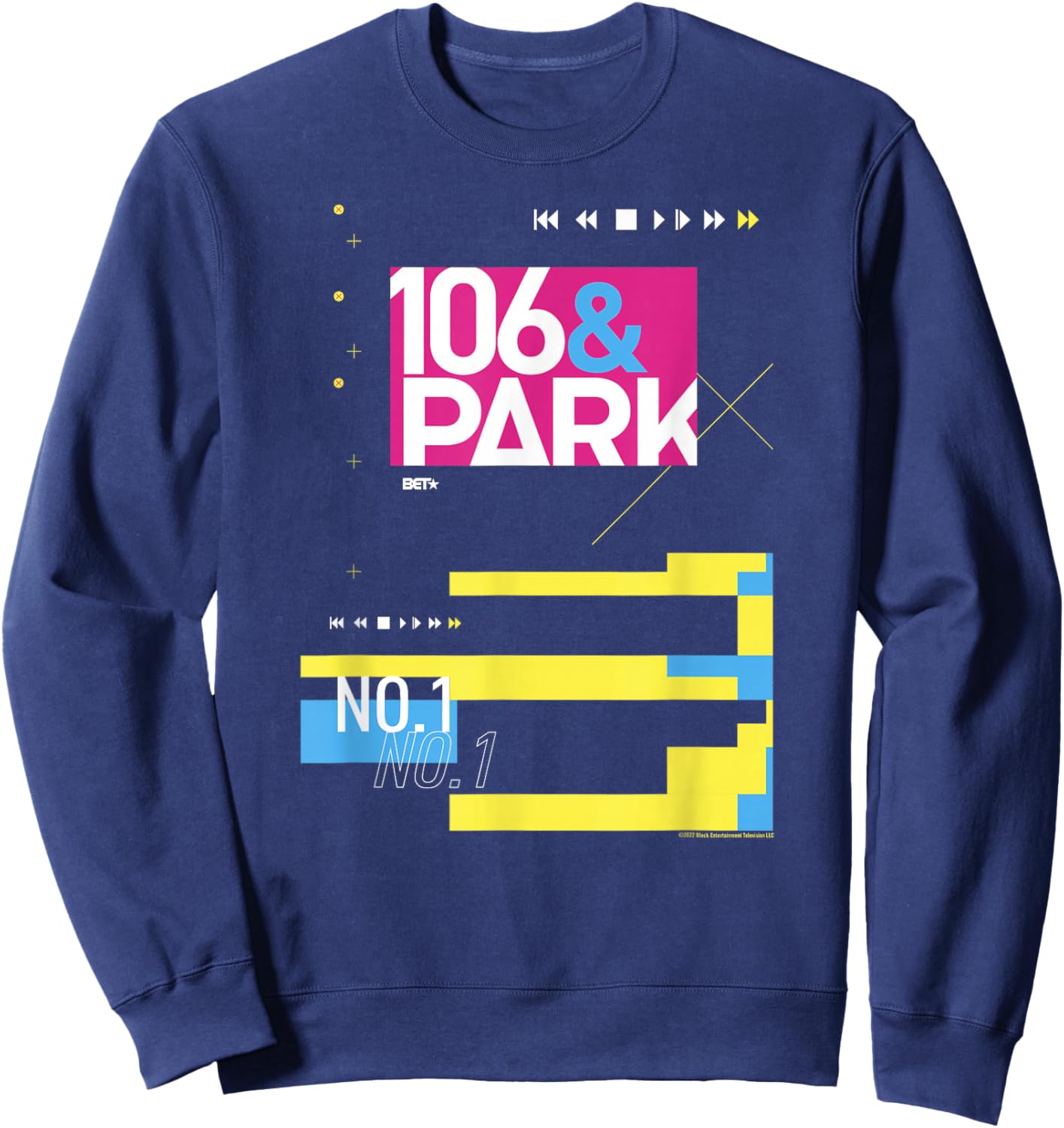 BET 106 & Park Composition - Women's -Adults Black Modern Letter Print - Small - - Short Sleeve - Classic Fit - Imported Sweatshirt - Sweatshirt | Navy