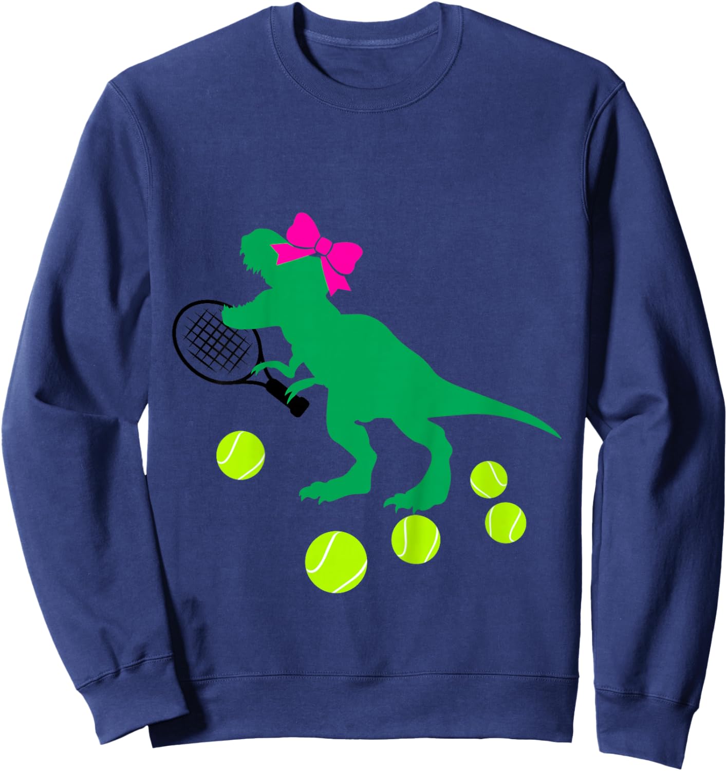Girls Tennis Dinosaur with Bow for Toddler and Baby Dino Sweatshirt - Sweatshirt | Navy