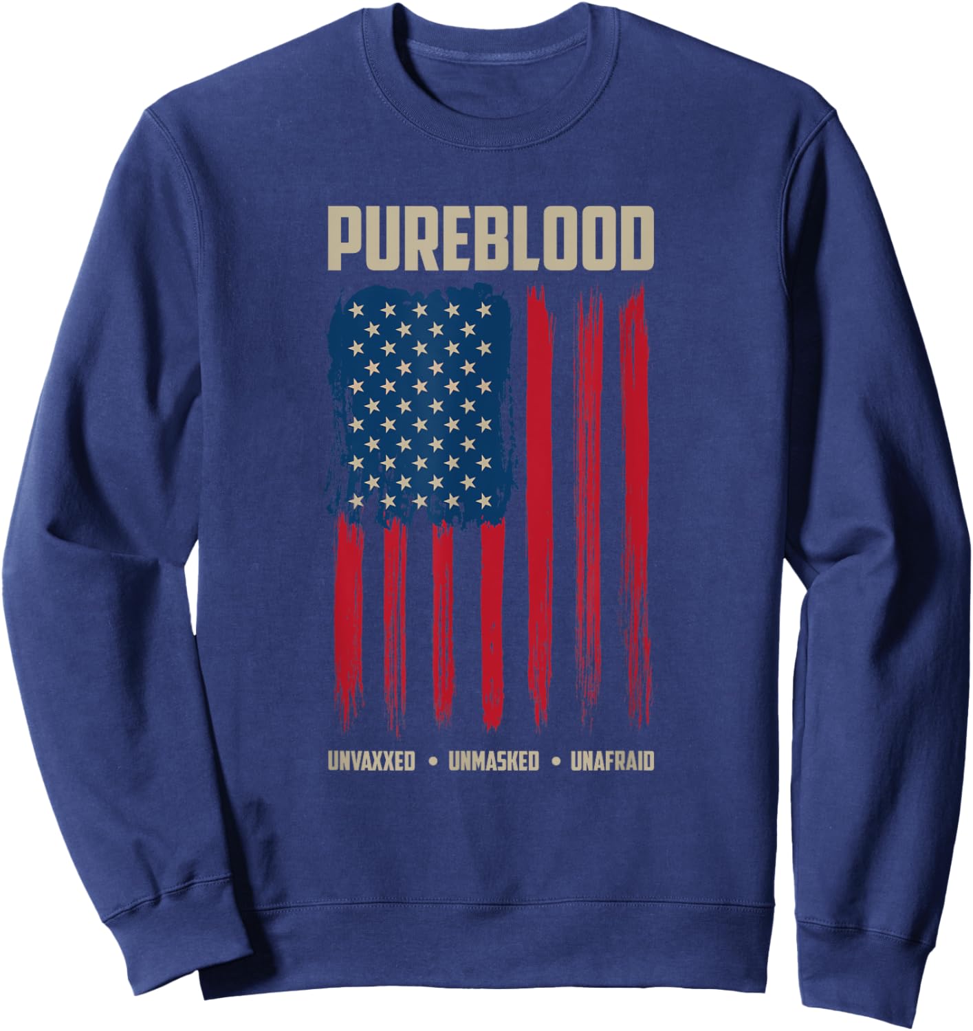 Pureblood American Flag Pure Blooded Patriot Sweatshirt - Sweatshirt | Navy