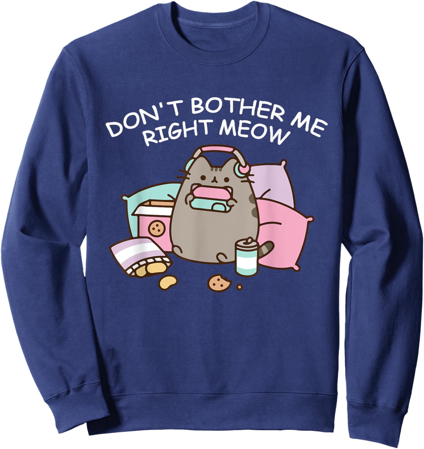 Don't Bother Me Right Meow, Funny Video Gamer and Cat Lover Women Girls Kids Sweatshirt - Sweatshirt | Navy