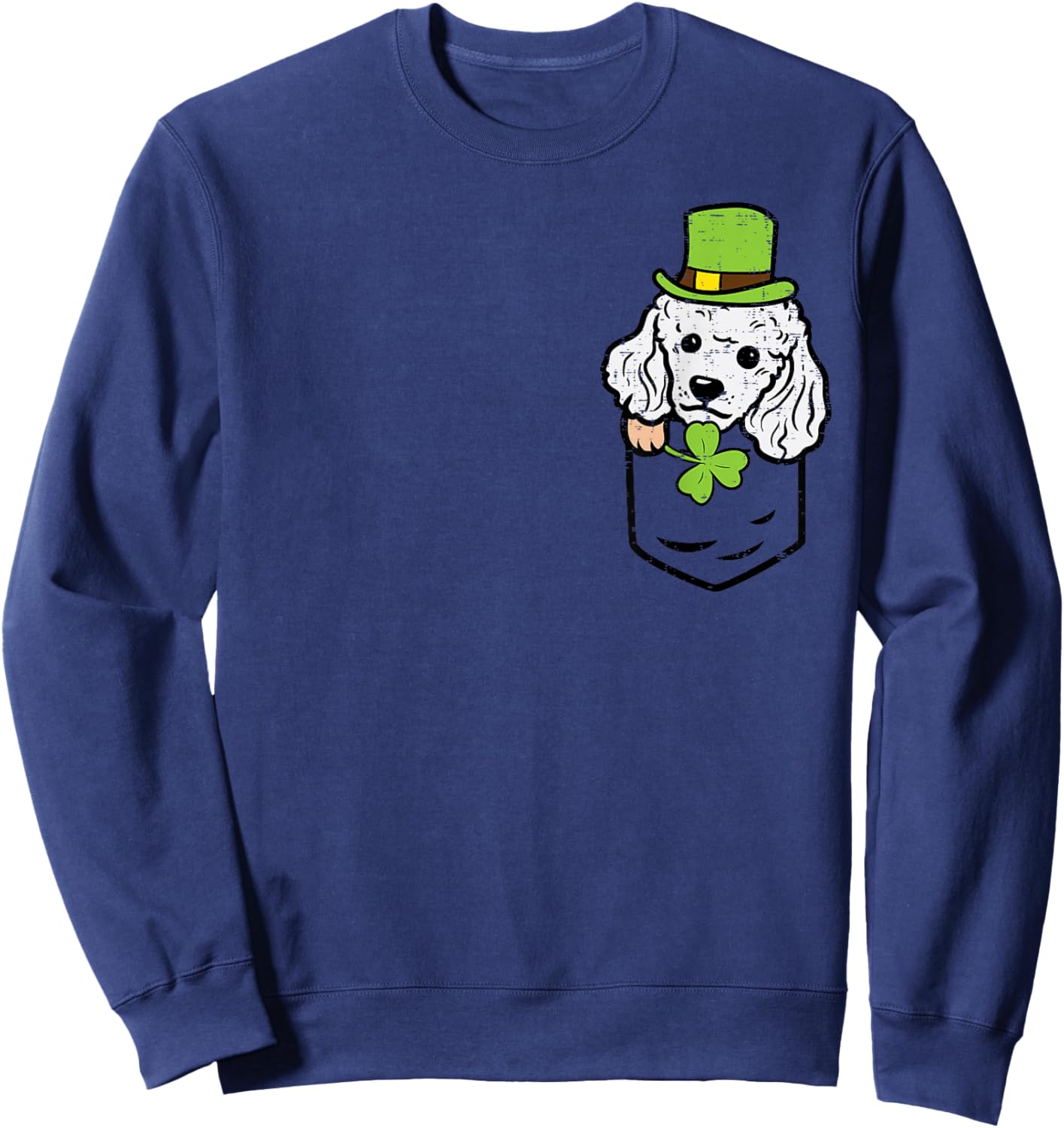 Irish Pocket Poodle Dog Saint Paddys St Patricks Day Women Sweatshirt - Sweatshirt | Navy