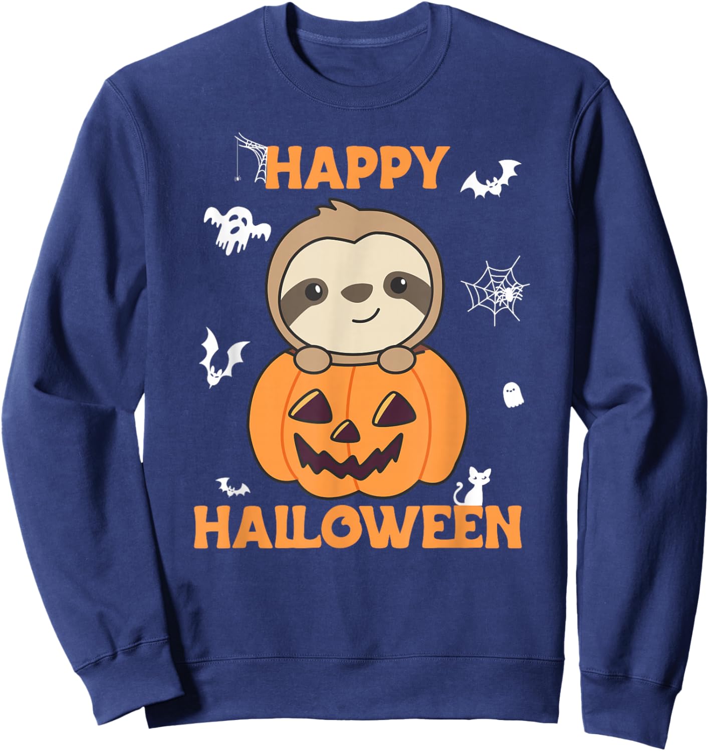 Sloth in Pumpkin Sloths Happy Halloween Sweatshirt - Sweatshirt | Navy