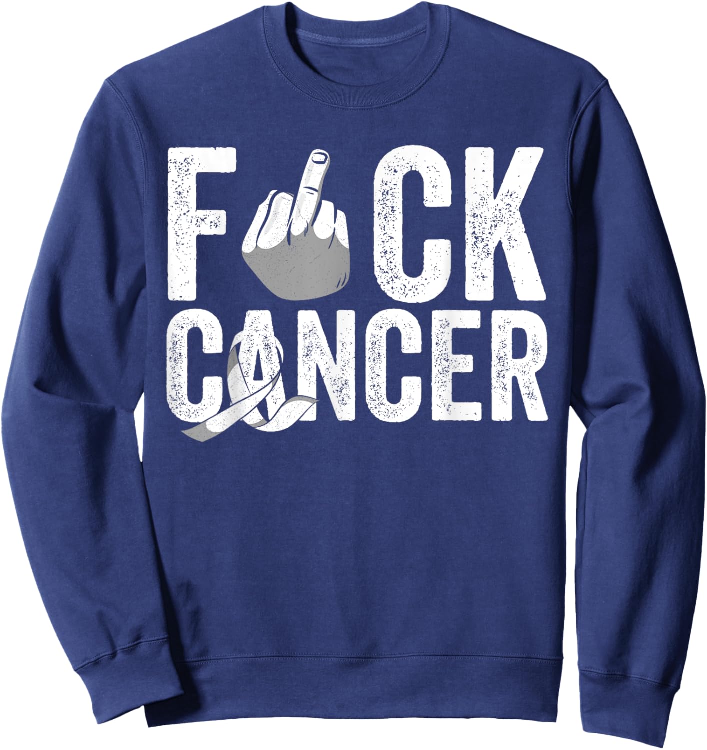 Fuck Lungs Cancer Apparel White Pearl Ribbon Support Fighter Sweatshirt - Sweatshirt | Navy