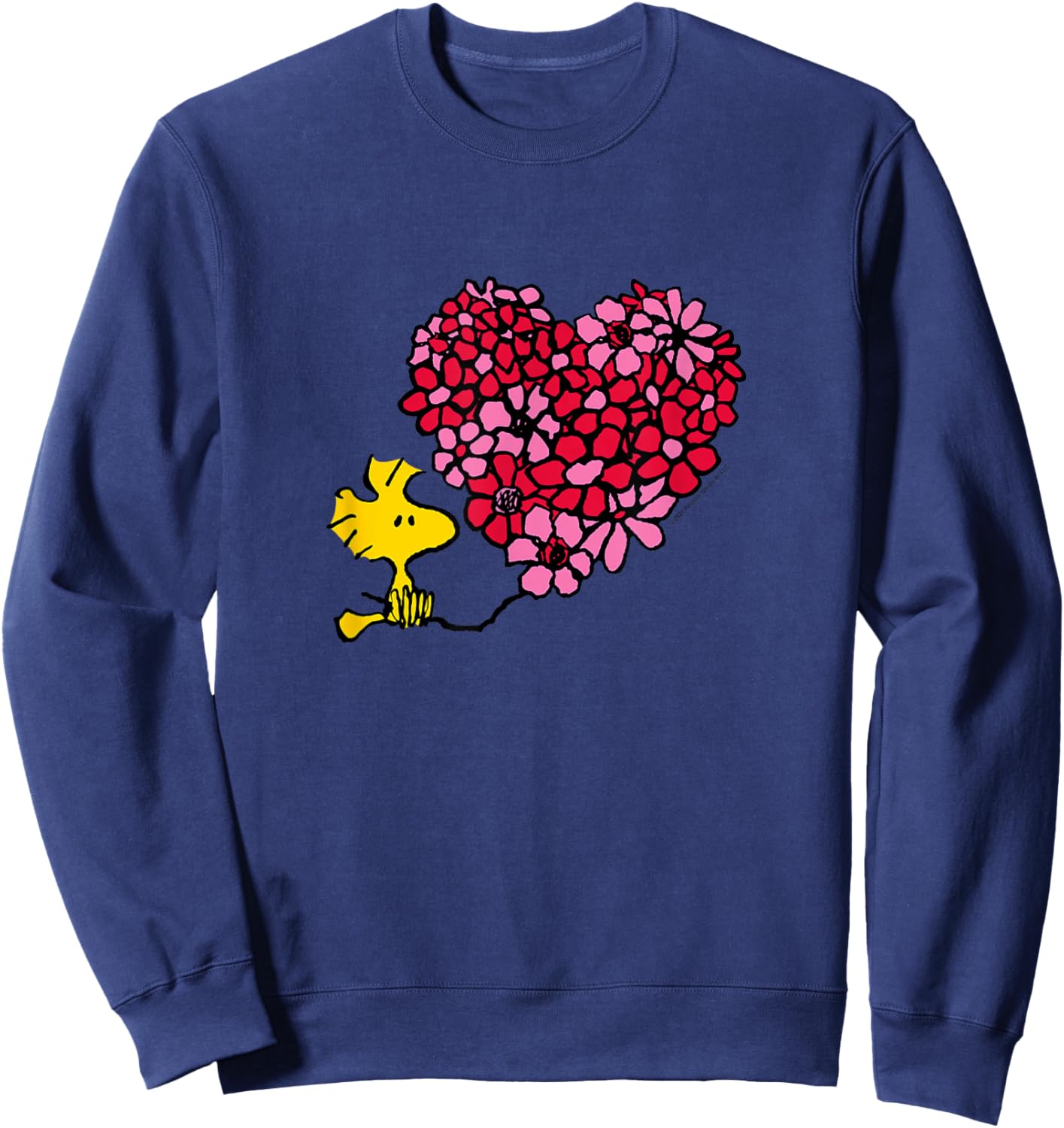 Peanuts - Valentines - Woodstock Floral Heart Sweatshirt - Sweatshirt | Navy