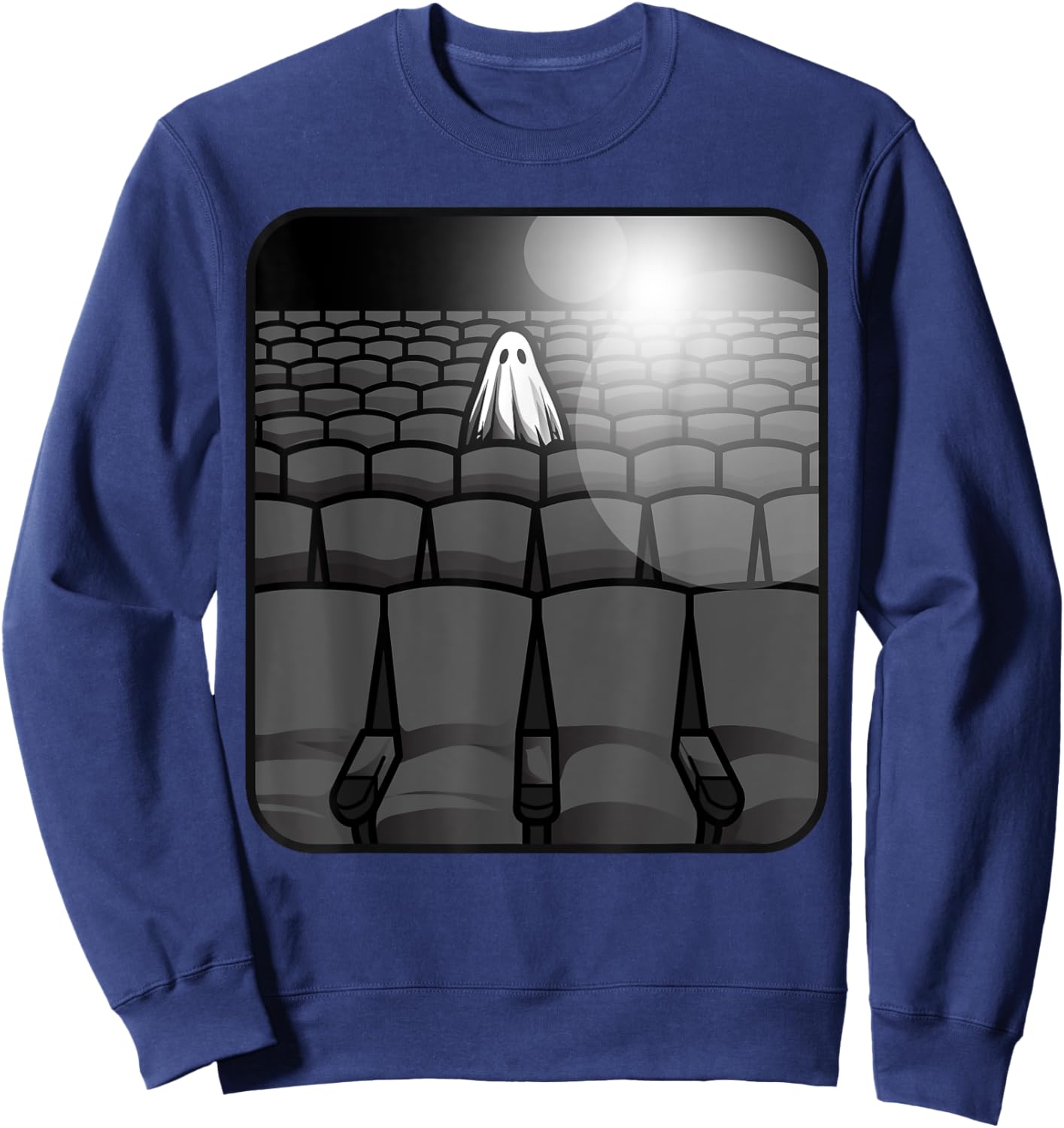 Sheet Ghost Haunted Movie Theater Sad Spooky Theatre Movies Sweatshirt - Sweatshirt | Navy