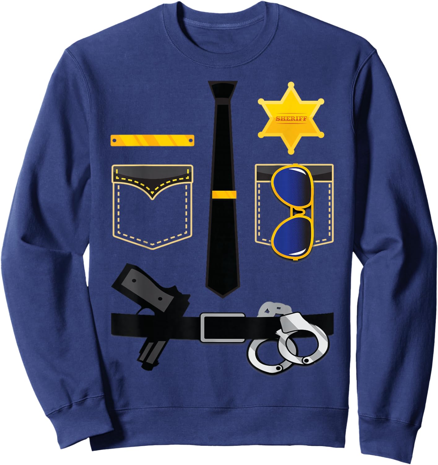 Police Sheriff Uniform Funny Halloween Costume Kids Boys Men Sweatshirt - Sweatshirt | Navy