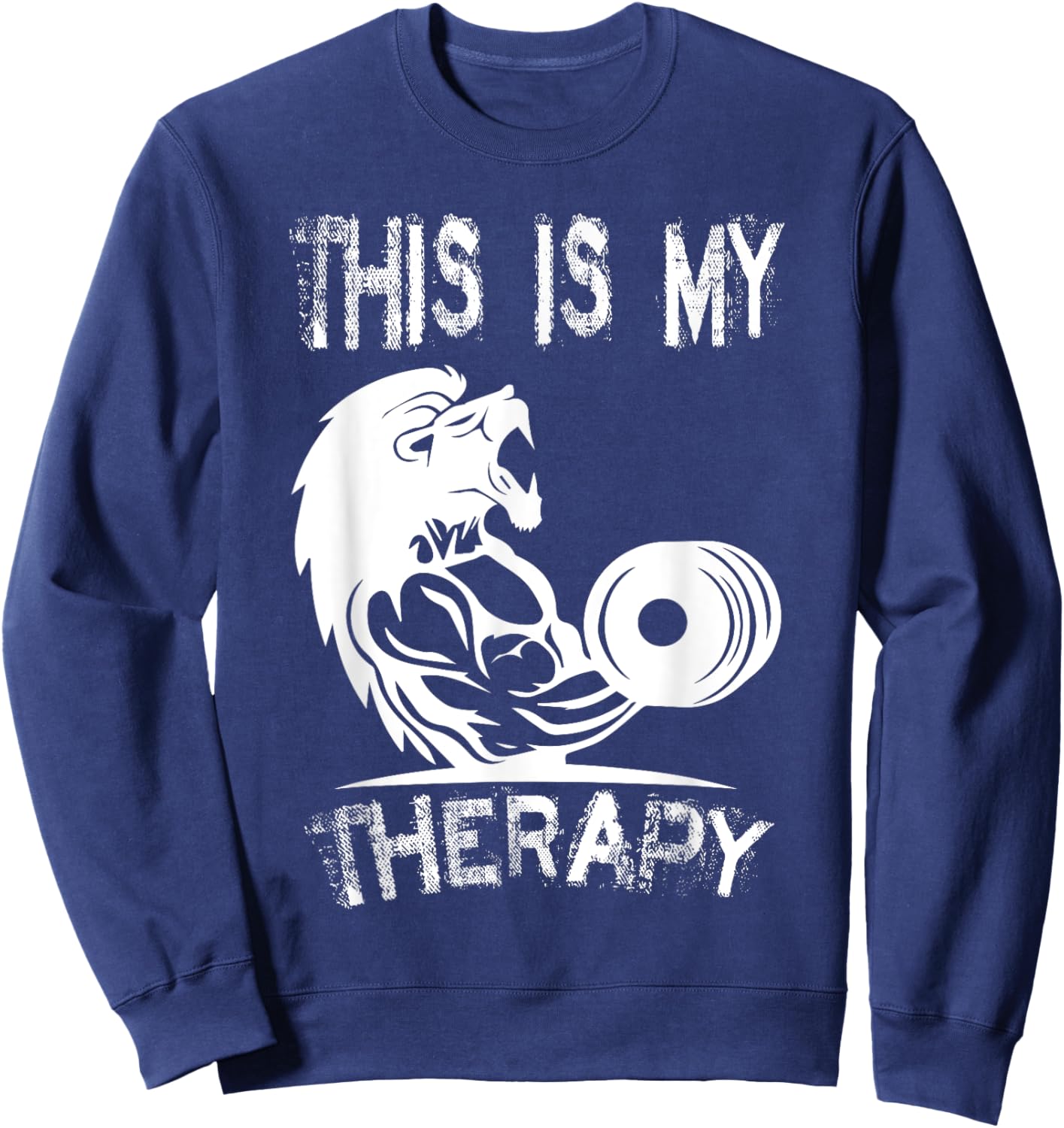 This Is My Therapy Bodybuilding Gym Sweatshirt - Sweatshirt | Navy