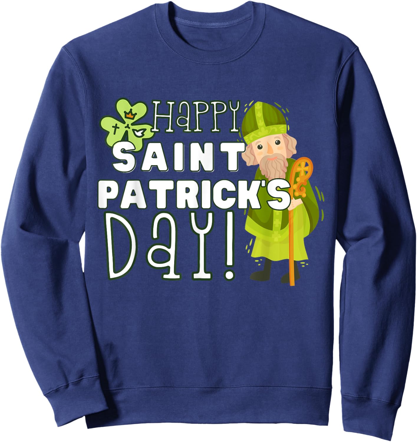Happy St Patrick's Day Catholic Saint Ireland Girl Boy Kid Sweatshirt - Sweatshirt | Navy