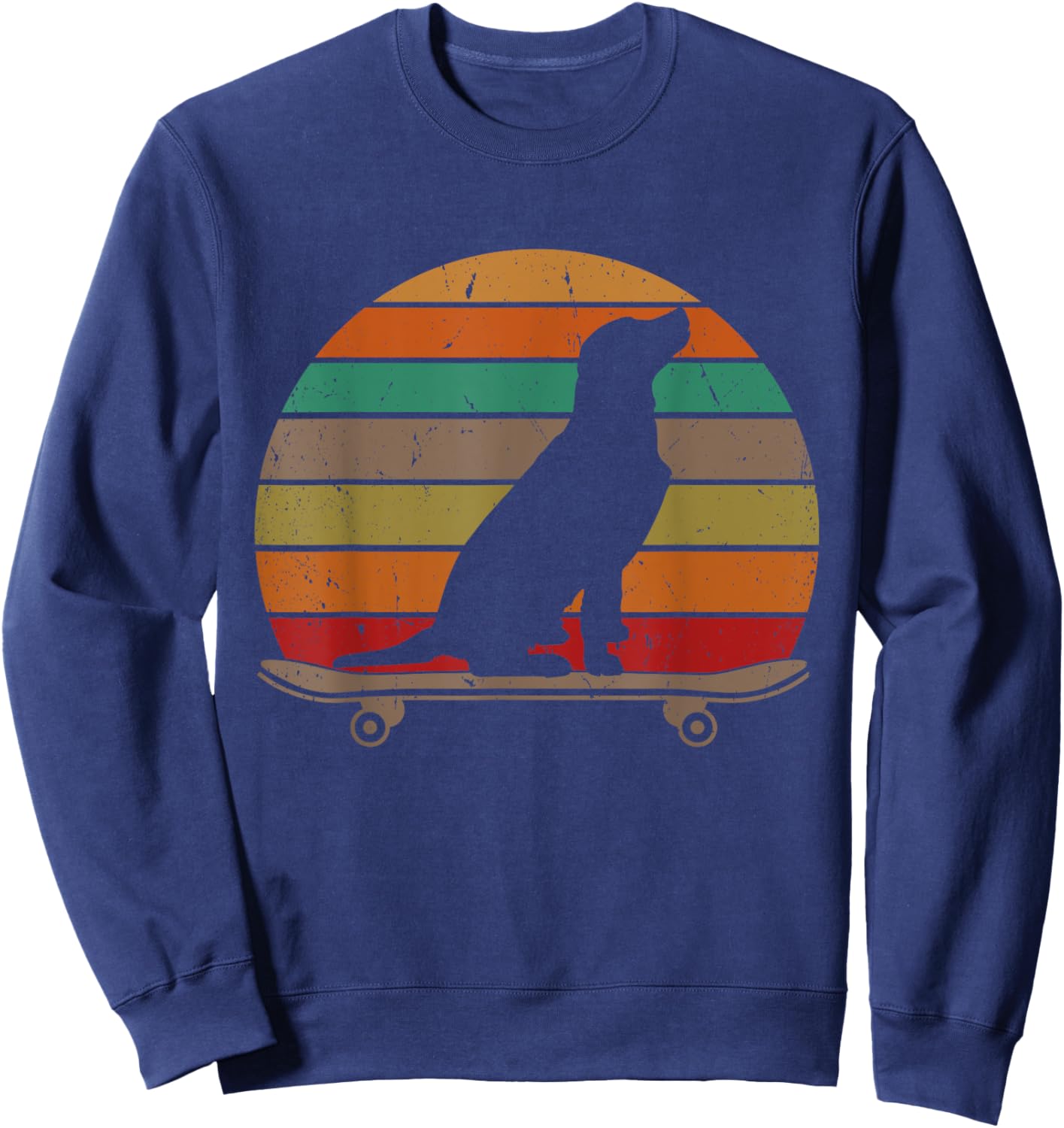 Labrador Retriever Dog on Skateboard Funny Skateboarding Women Kids Sweatshirt - Sweatshirt | Navy