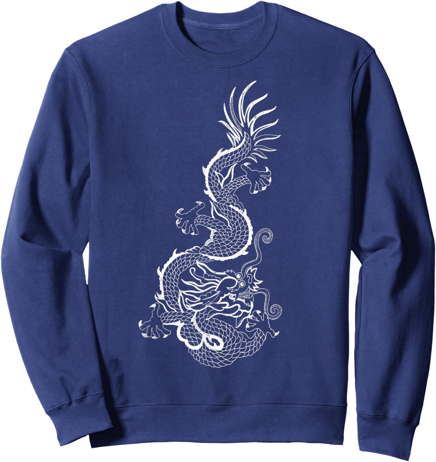 Traditional Korean Dragon Drawing Sweatshirt - Sweatshirt | Navy