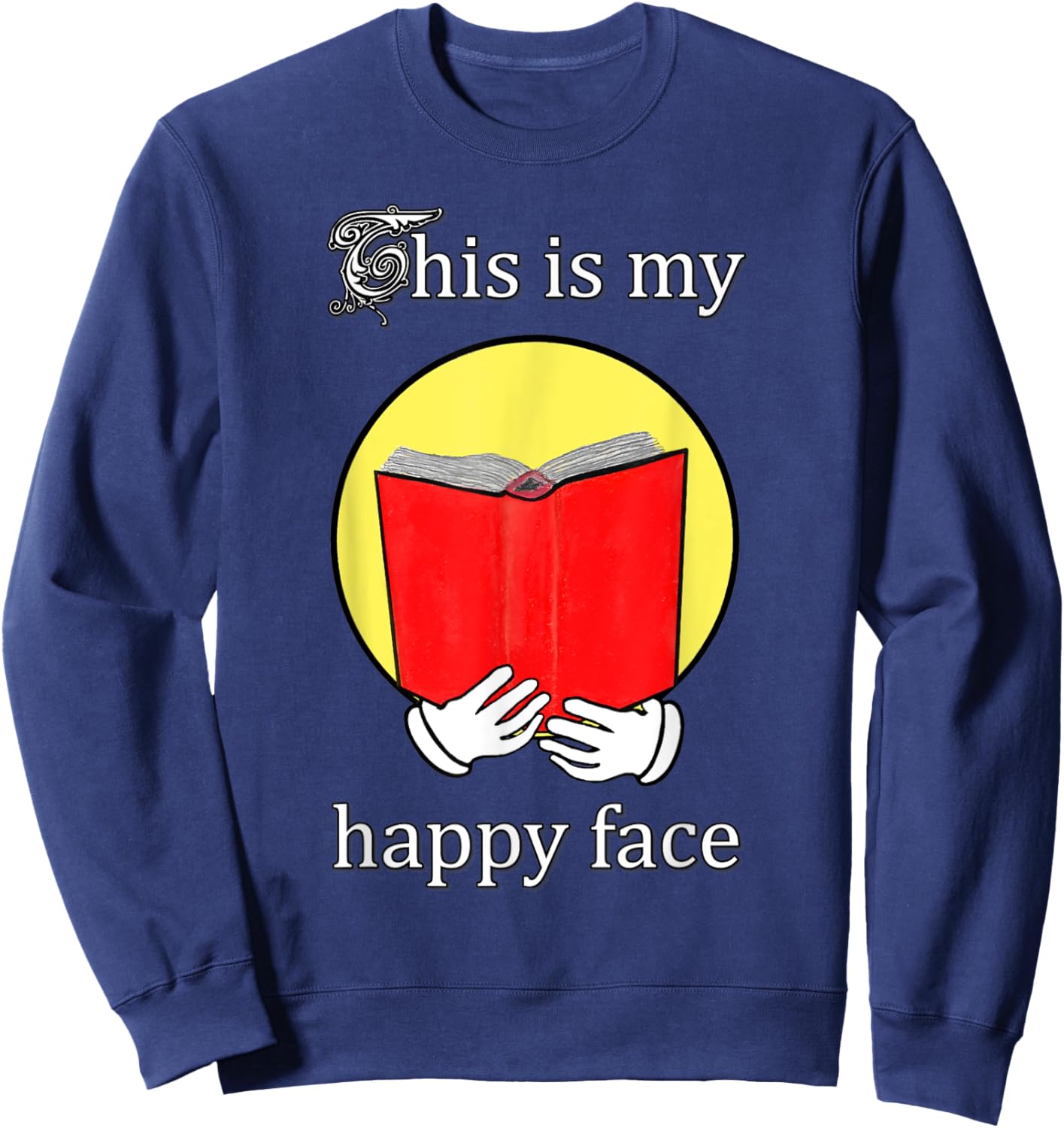 Happy Face reading a Book - bookworm Sweatshirt - Sweatshirt | Navy