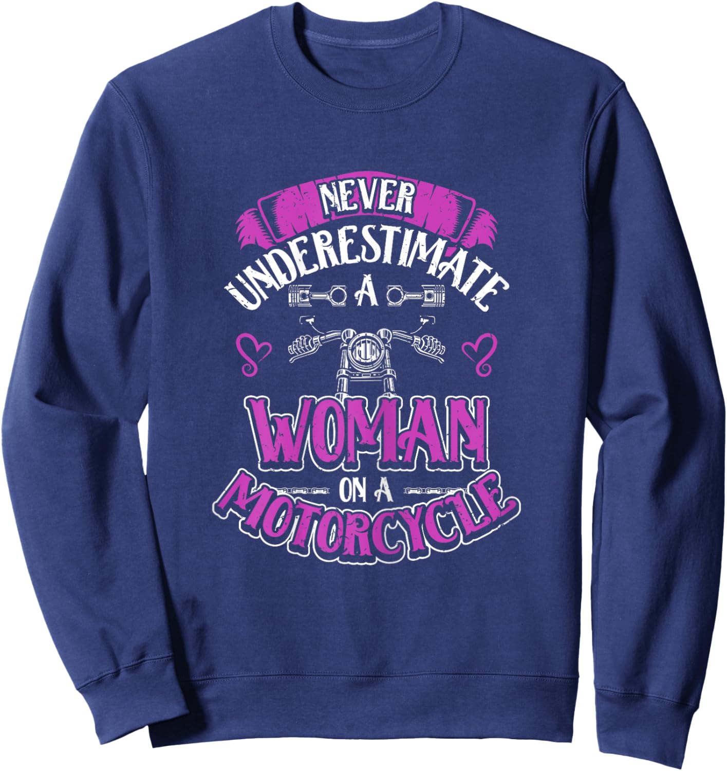 On A Motorcycle Rider Biker Lifestyle Girl Motorcyclist Sweatshirt - Sweatshirt | Navy