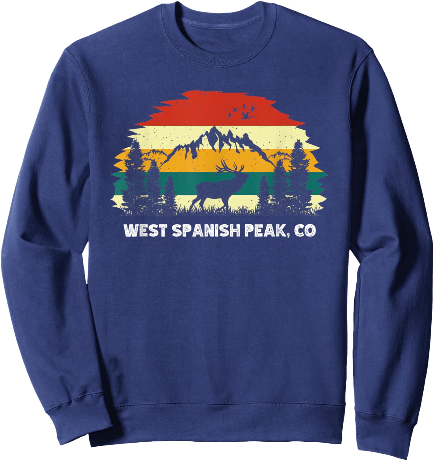 West Spanish Peak, CO mountain hiking nature outdoor camping Sweatshirt - Sweatshirt | Navy