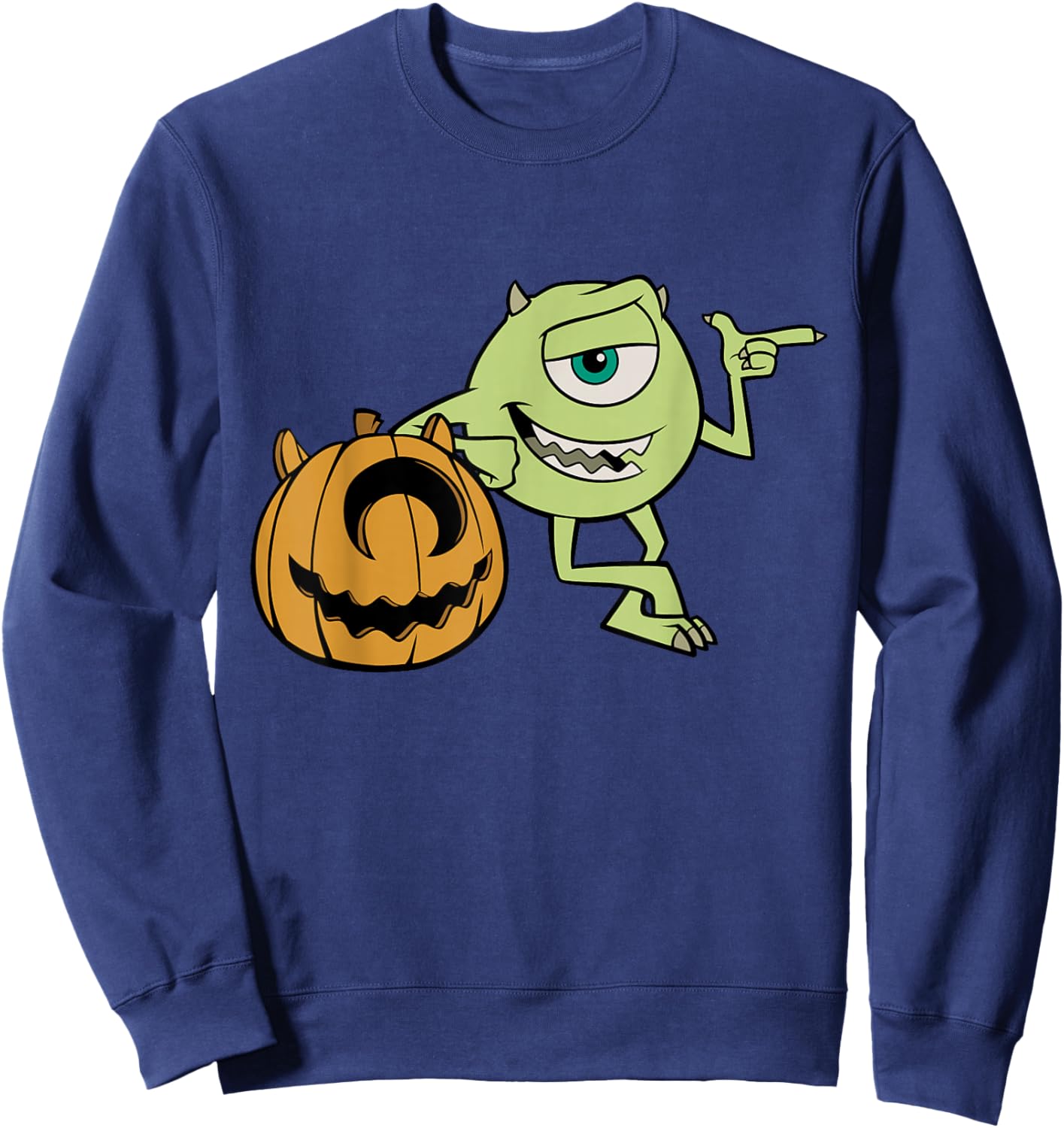 Disney Pixar Mike Halloween Pumpkin Pose Sweatshirt - Sweatshirt | Navy