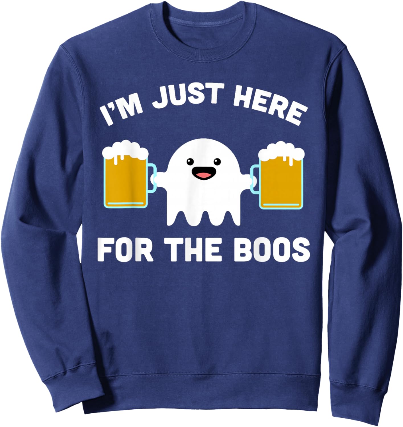 Bartender Halloween Costume Funny Ghost Here For The Boos Sweatshirt - Sweatshirt | Navy