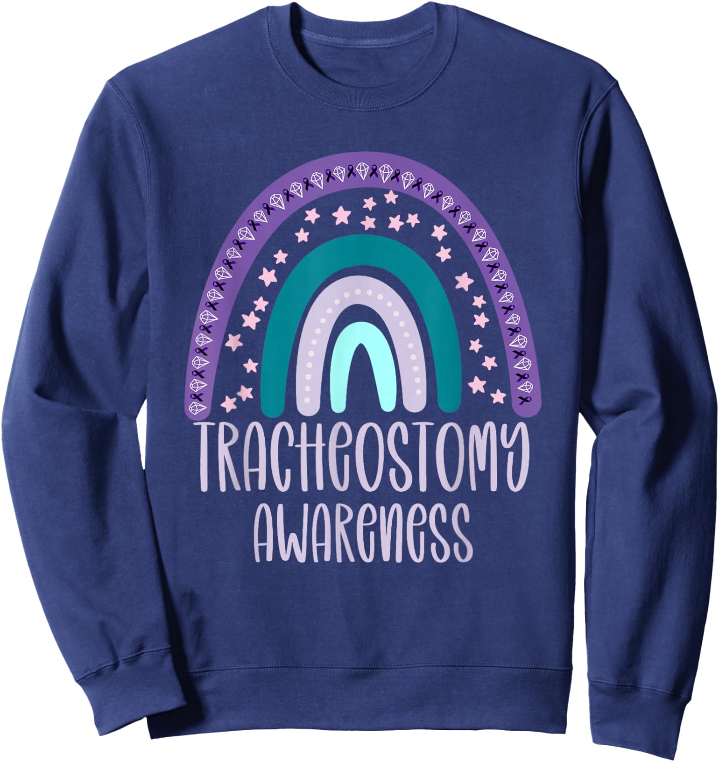 Tracheostomy Awareness Trach Awareness Rainbow Sweatshirt - Sweatshirt | Navy
