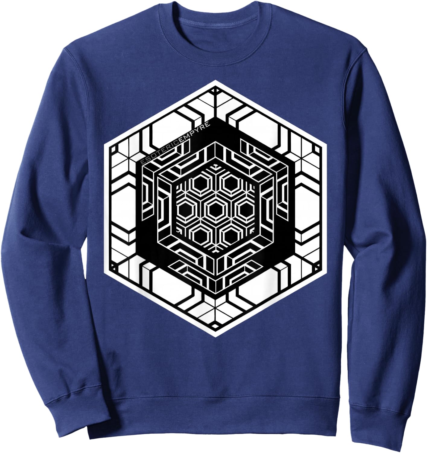 Sacred Geometry Hexagon Geometric Pattern Sweatshirt - Sweatshirt | Navy