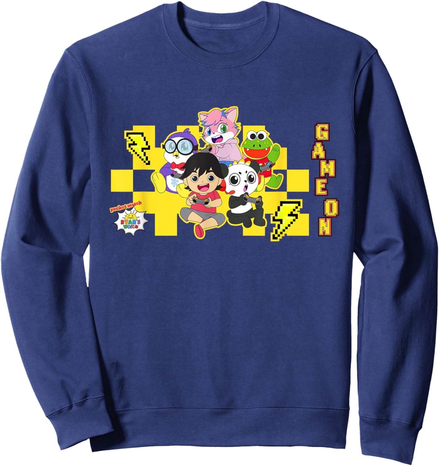 RYAN'S WORLD Game On - -Kids & Adults - Black - Small Sweatshirt - Sweatshirt | Navy