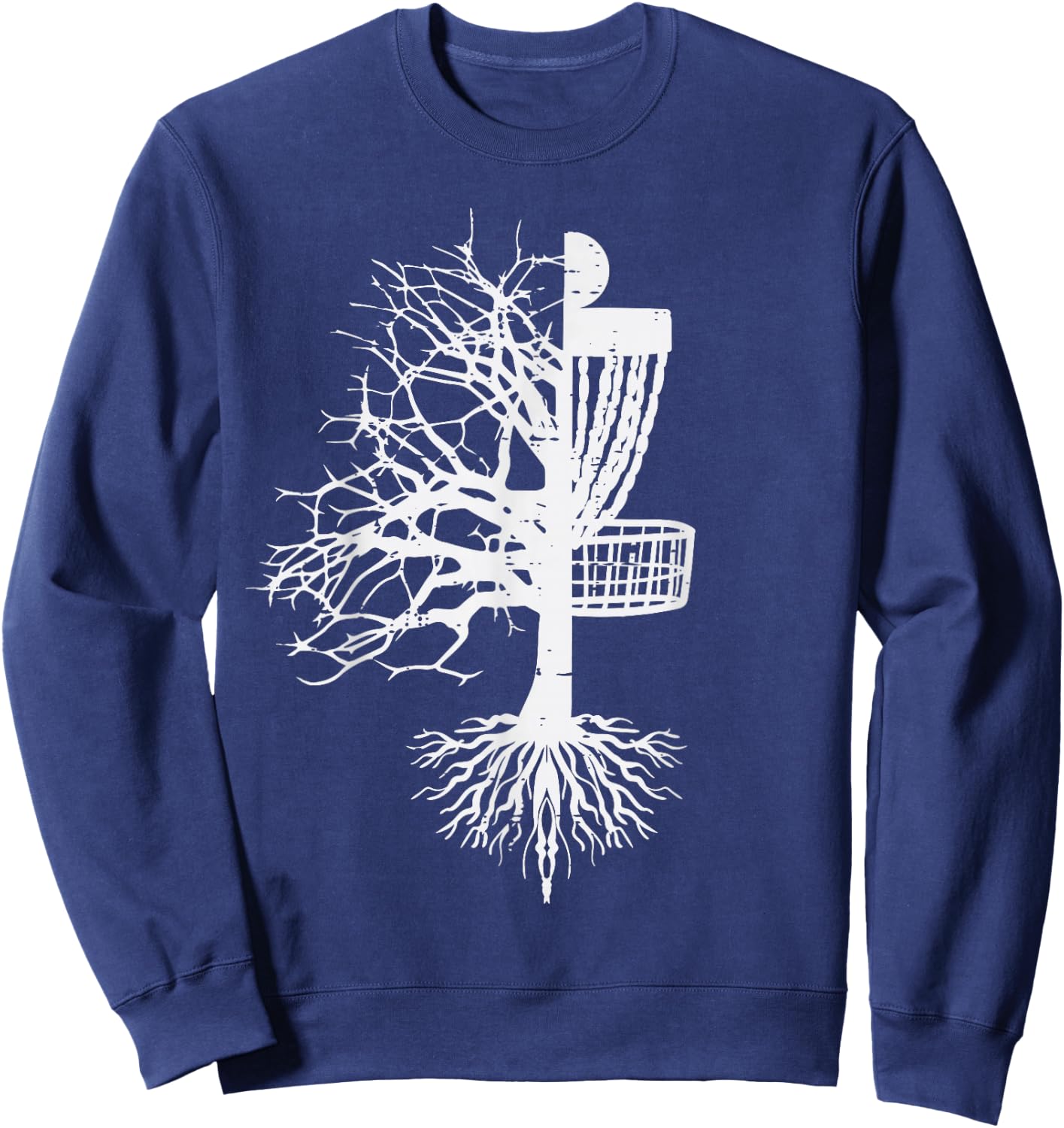 Half Disc Golf Basket Tree Funny Frisbee Frolf Men Women Kid Sweatshirt - Sweatshirt | Navy