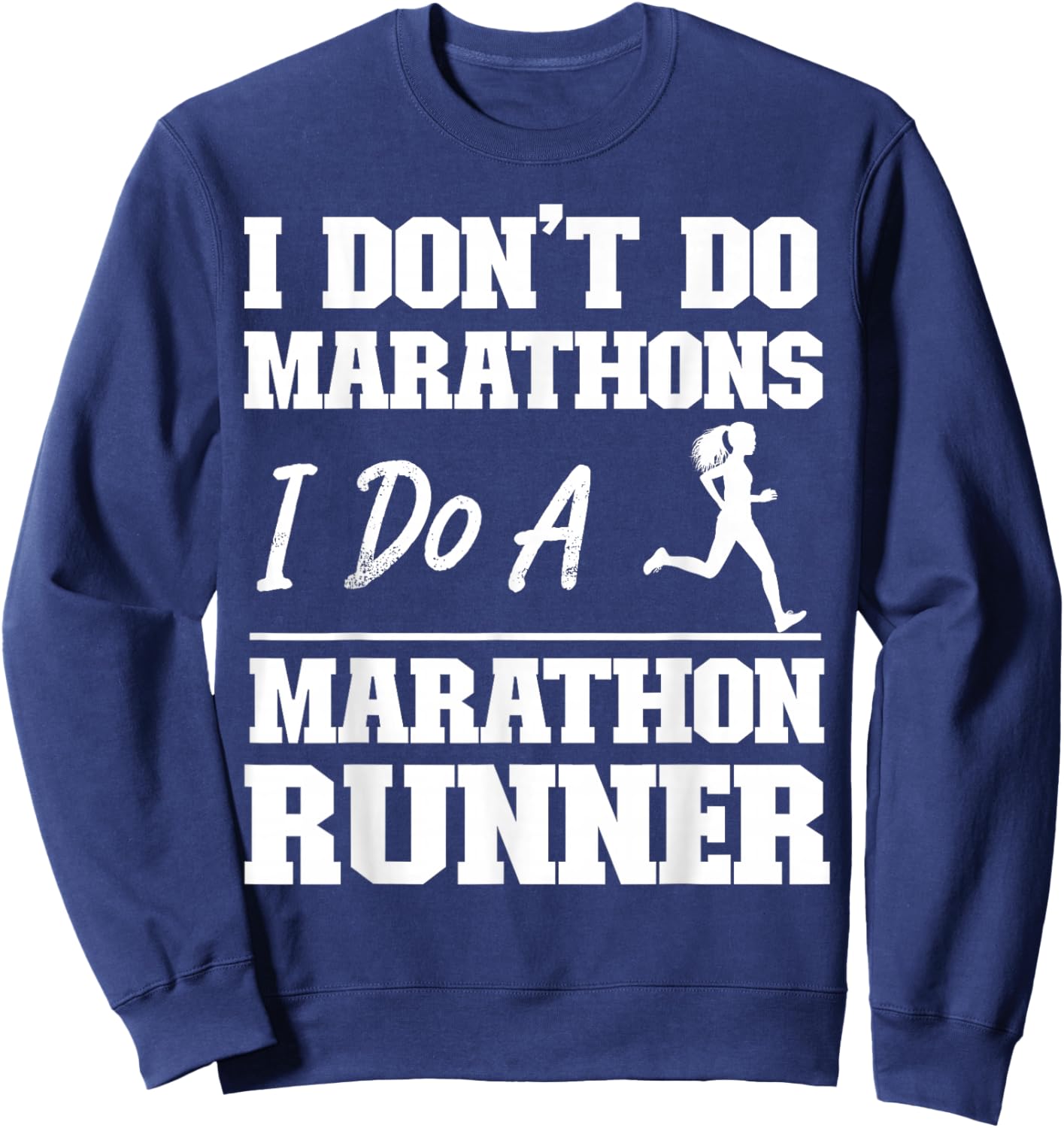 Funny Running Jogging Jogger HS0 -Adult Black Cotton Blend Short Sleeve Small Running Half Marathon Sweatshirt - Sweatshirt | Navy