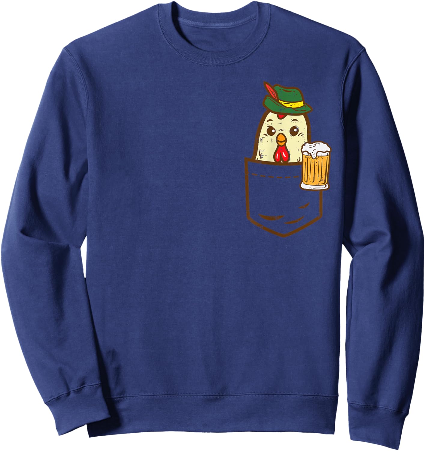 Pocket Chicken Oktoberfest Bavarian Farmer German Men Women Sweatshirt - Sweatshirt | Navy