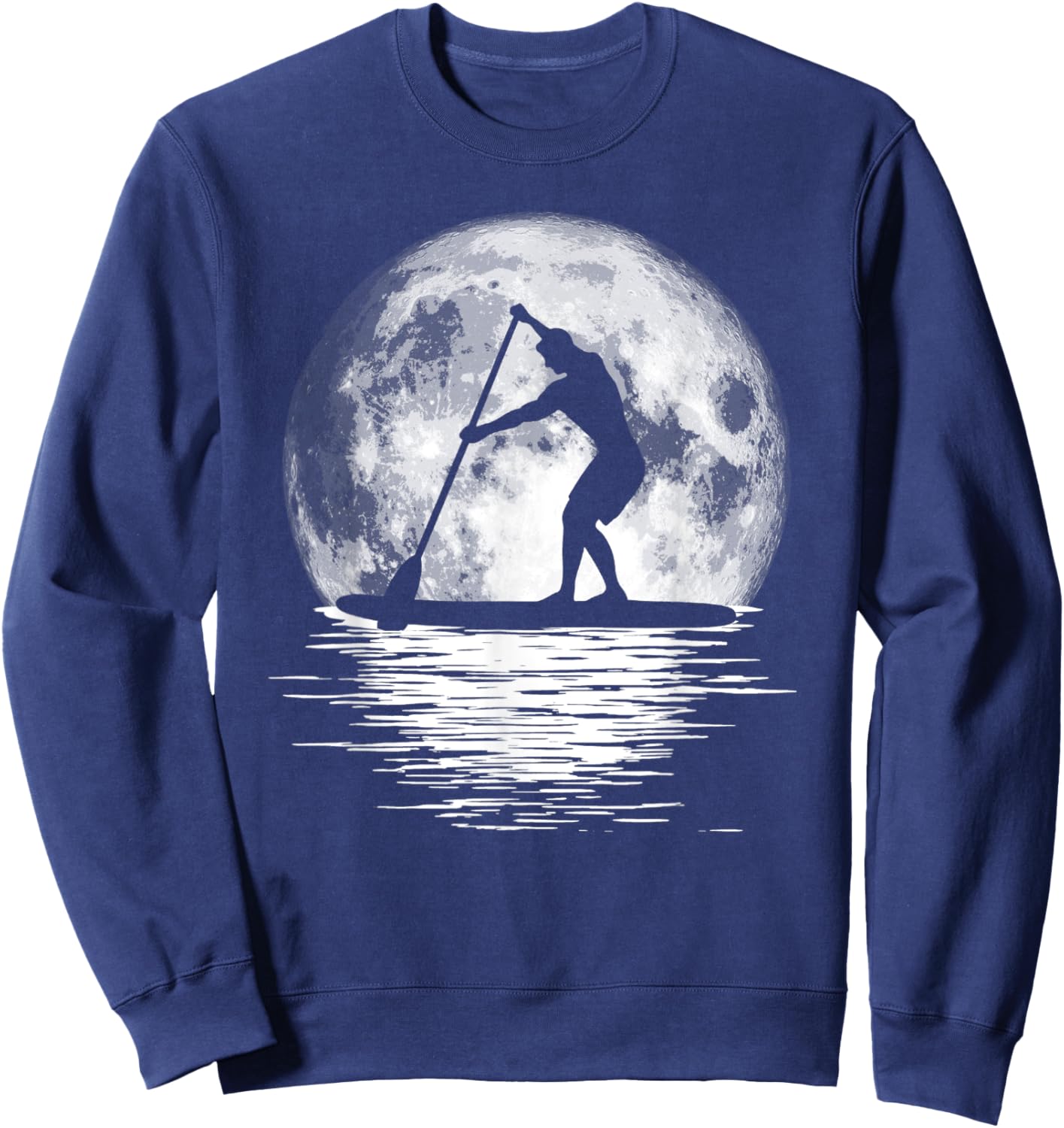 Retro Stand Up Paddleboard SUP Night Ride Vintage Full Moon Sweatshirt - Sweatshirt | Navy