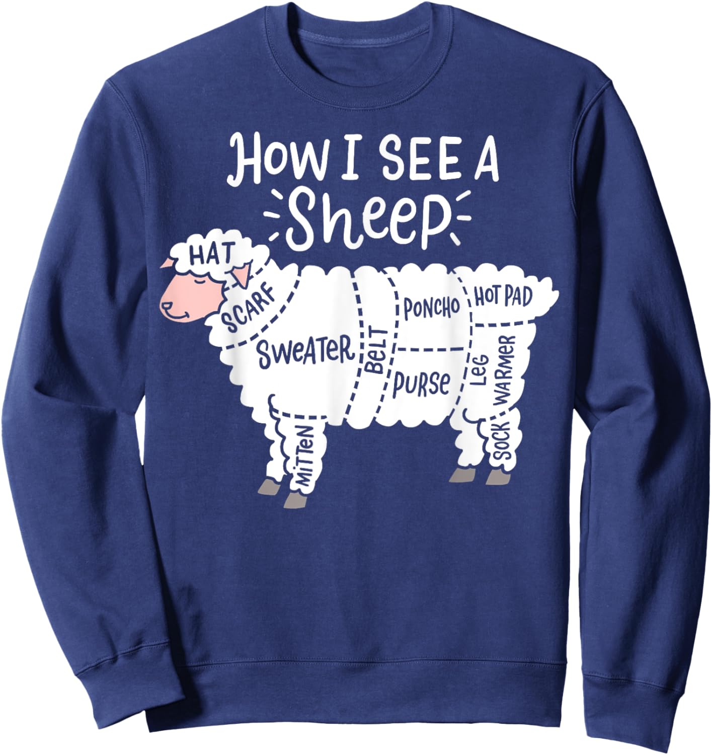 Knitting How I See A Sheep Yarn Wool Knitter Sewing Quilter Sweatshirt - Sweatshirt | Navy