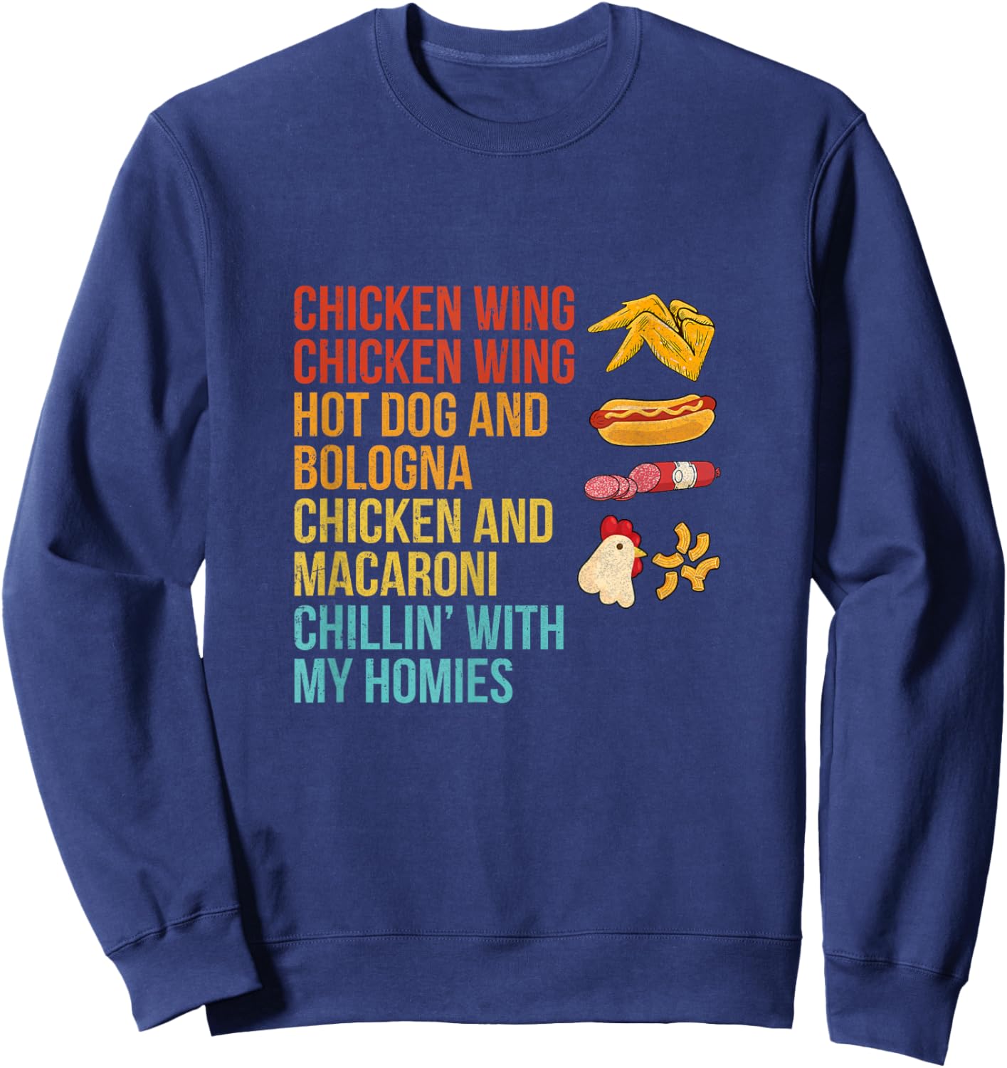 Chicken Wing Chicken Wing Hot Dog and Bologna Sweatshirt - Sweatshirt | Navy