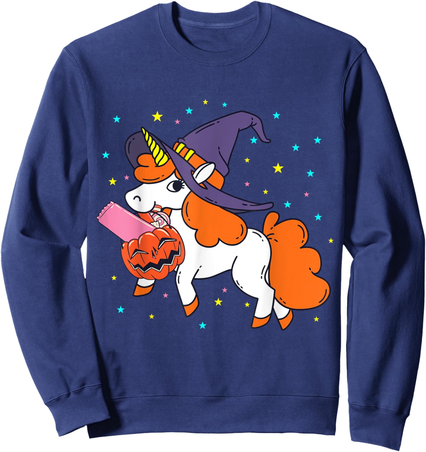 Halloween Unicorn Girls Women Witchy Unicorn Halloween Sweatshirt - Sweatshirt | Navy