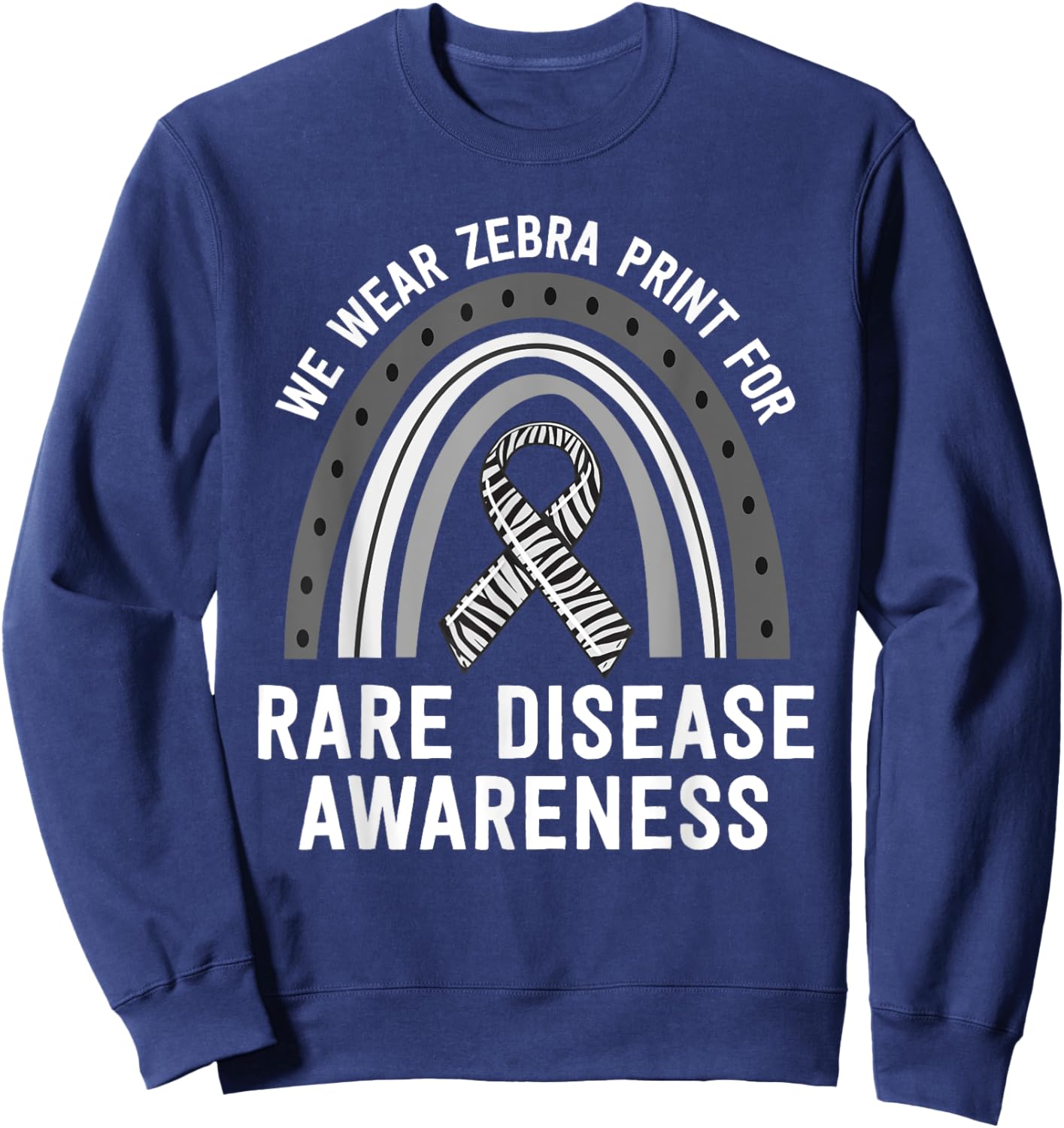 We Wear Zebra Print Rare Disease Awareness EDS Family Group Sweatshirt - Sweatshirt | Navy