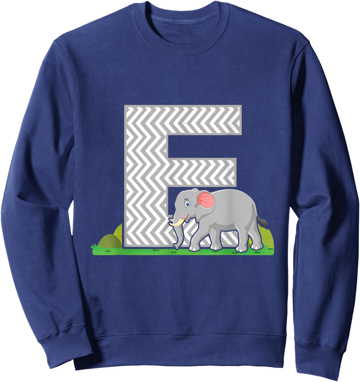 Letter E Elephant Alphabet Last Name Vowel Initials Animals Sweatshirt - Sweatshirt | Navy