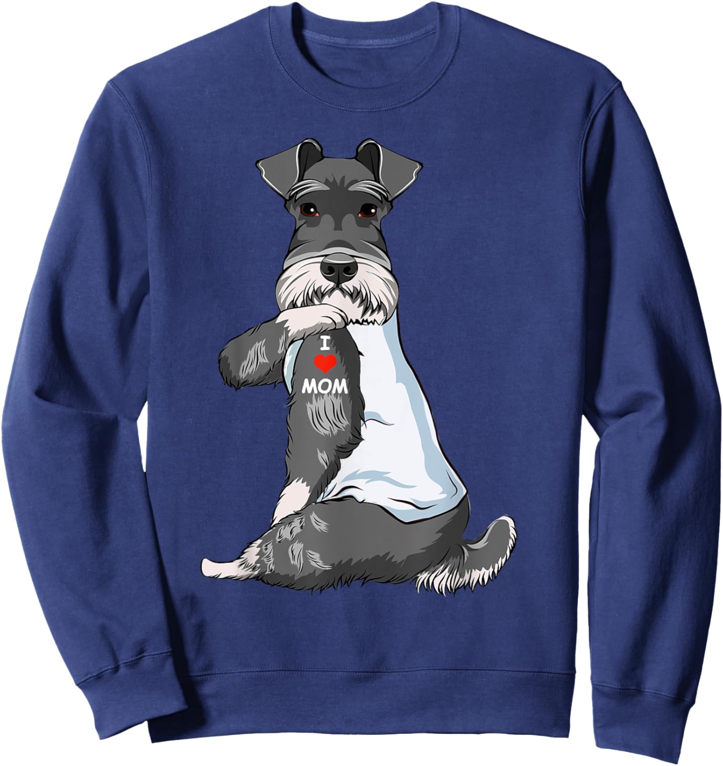 I Love Mom Tattoo Schnauzer Mom Dog Lover Women Sweatshirt - Sweatshirt | Navy