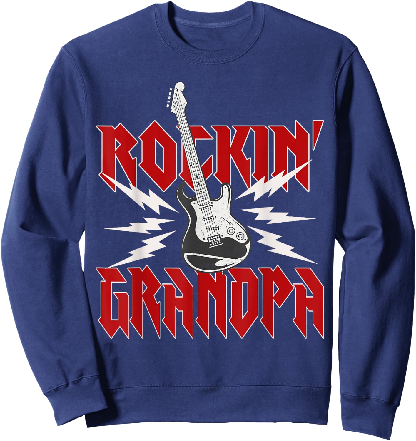 Grandpa Rockin One Birthday Family Matching Rock Guitar Sweatshirt - Sweatshirt | Navy