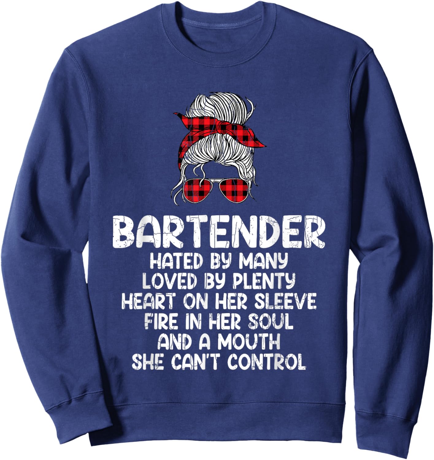 Bartender Hated Loved Funny Bartending Bar Drinks Graphic Sweatshirt - Sweatshirt | Navy