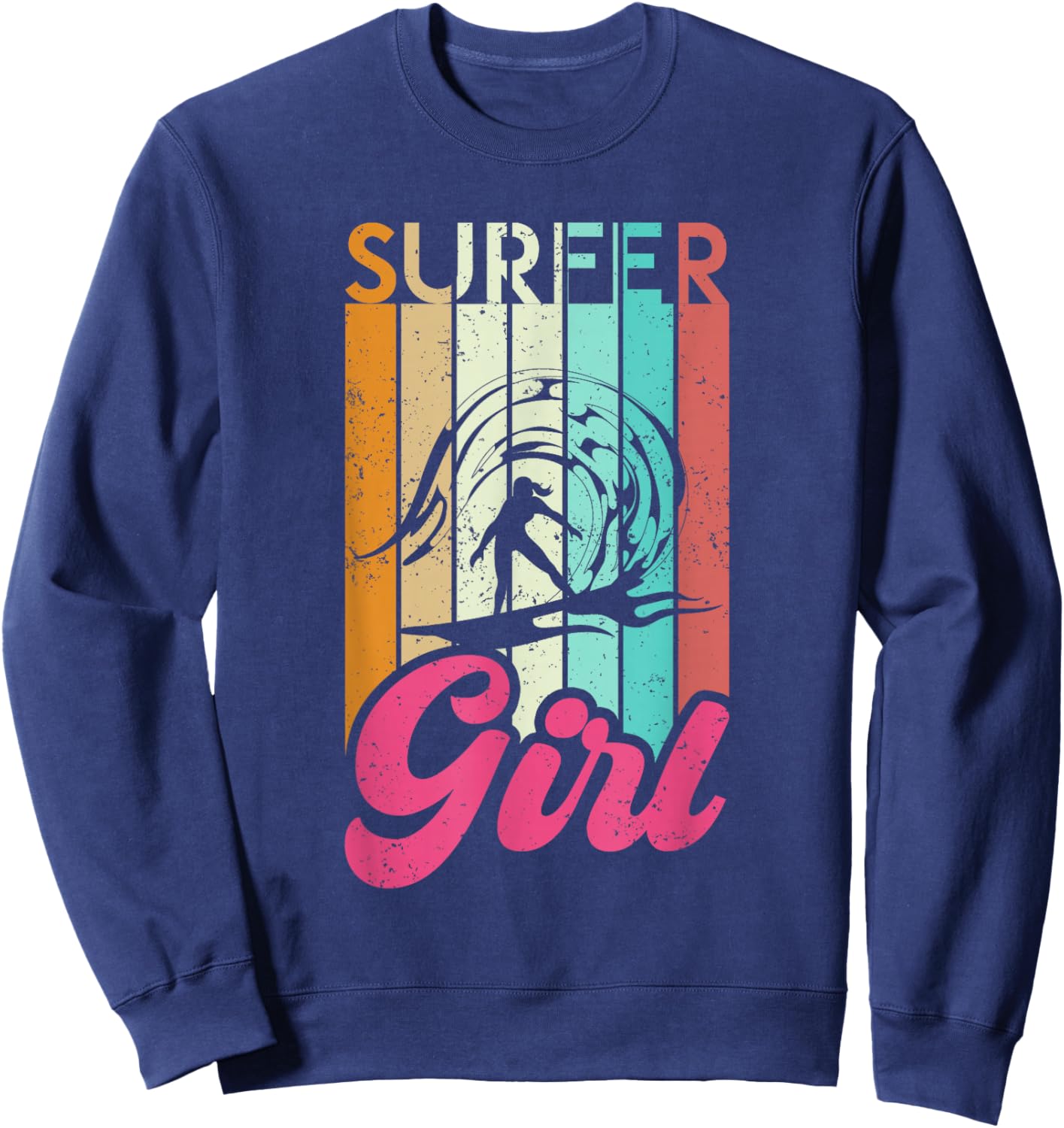 Surfer Girls Water Sports Surfing Retro Waves Surfing Sweatshirt - Sweatshirt | Navy