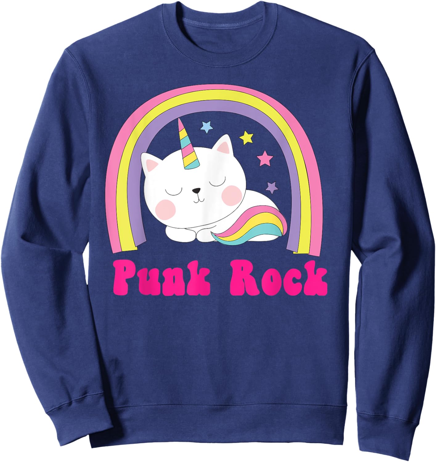 Punk Rock Shirt | Sarcastic Rainbow Funny Unicorn Punk Music Sweatshirt - Sweatshirt | Navy