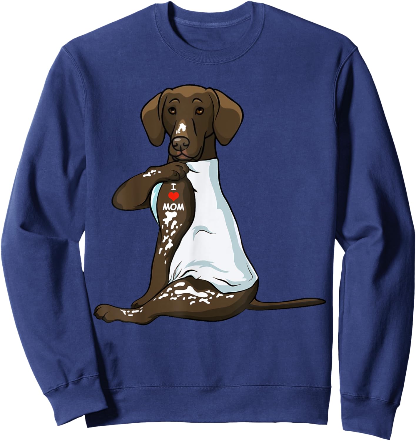 I Love Mom Tattoo German Shorthaired Pointer Mom Dog Women Sweatshirt - Sweatshirt | Navy