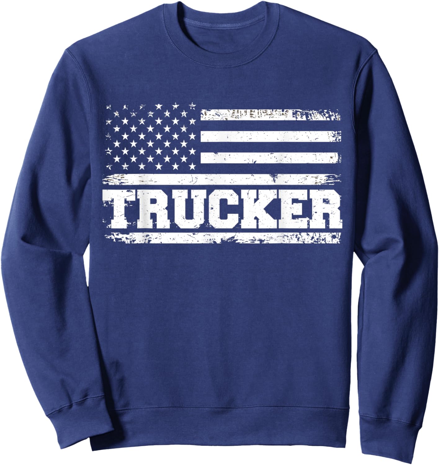 Truck Driver Trucker Us American Flag Patriotic Kids Men Sweatshirt - Sweatshirt | Navy