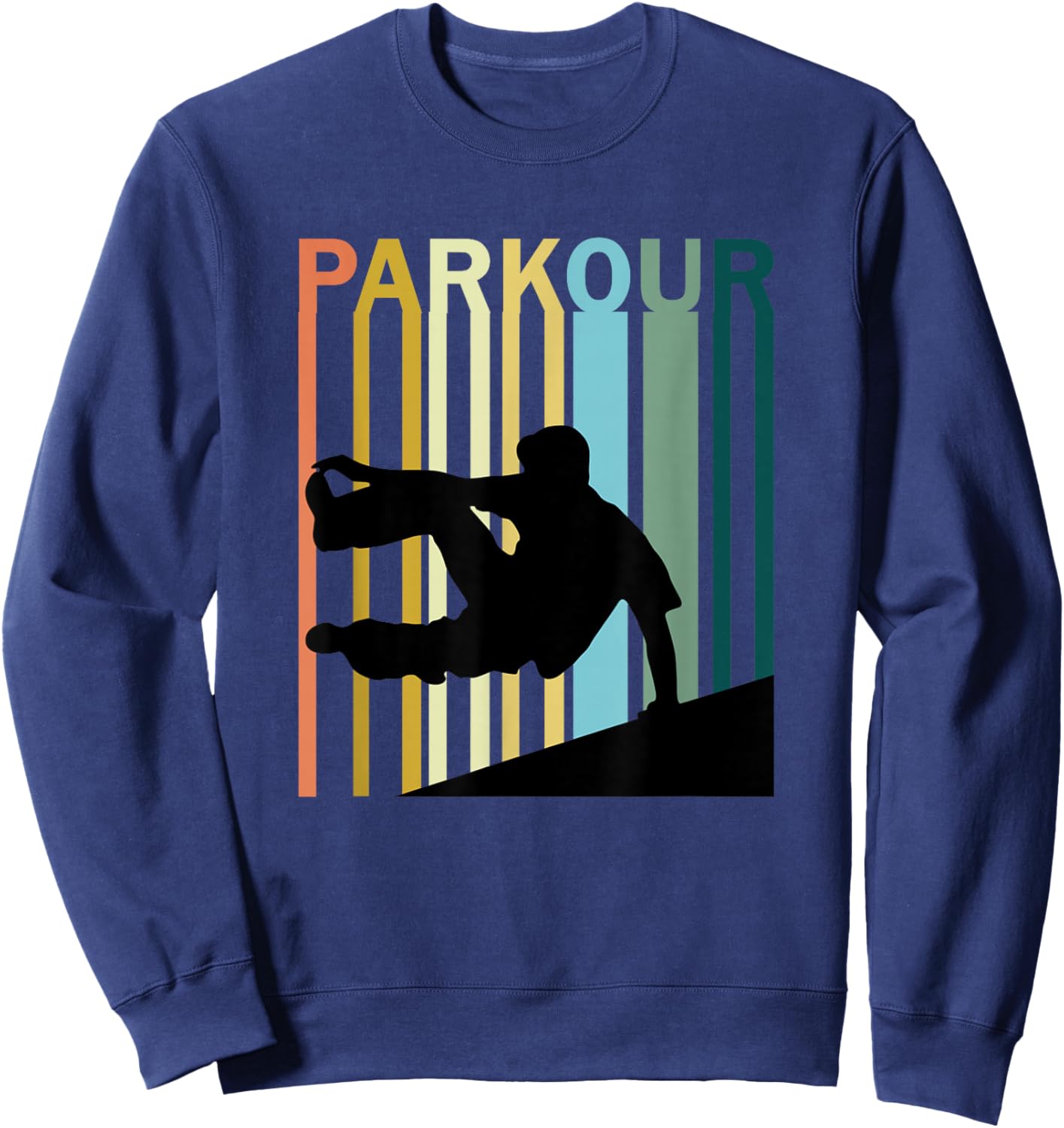 Vintage Style Parkour Silhouette Sweatshirt - Sweatshirt | Navy