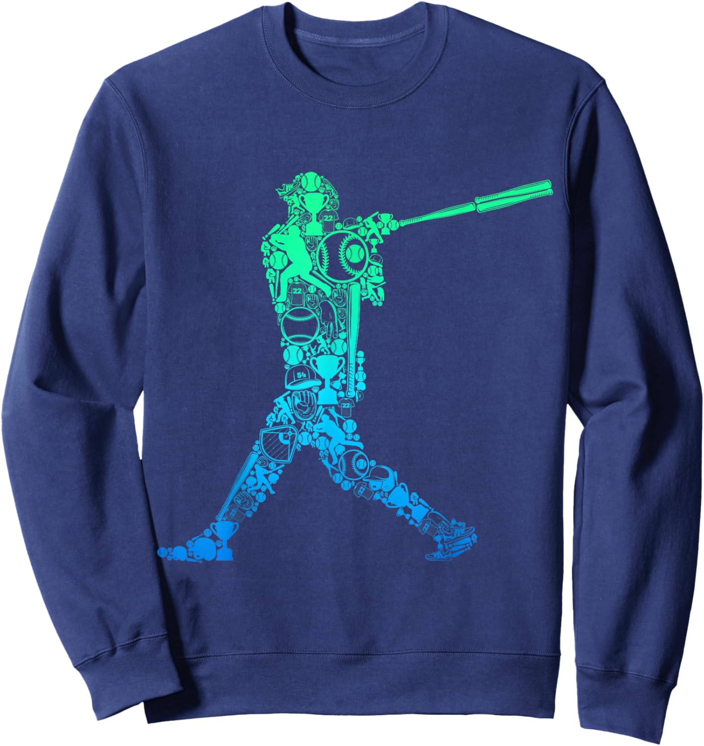 Baseball Player Batter Youth Men Boys Kids Sweatshirt - Sweatshirt | Navy