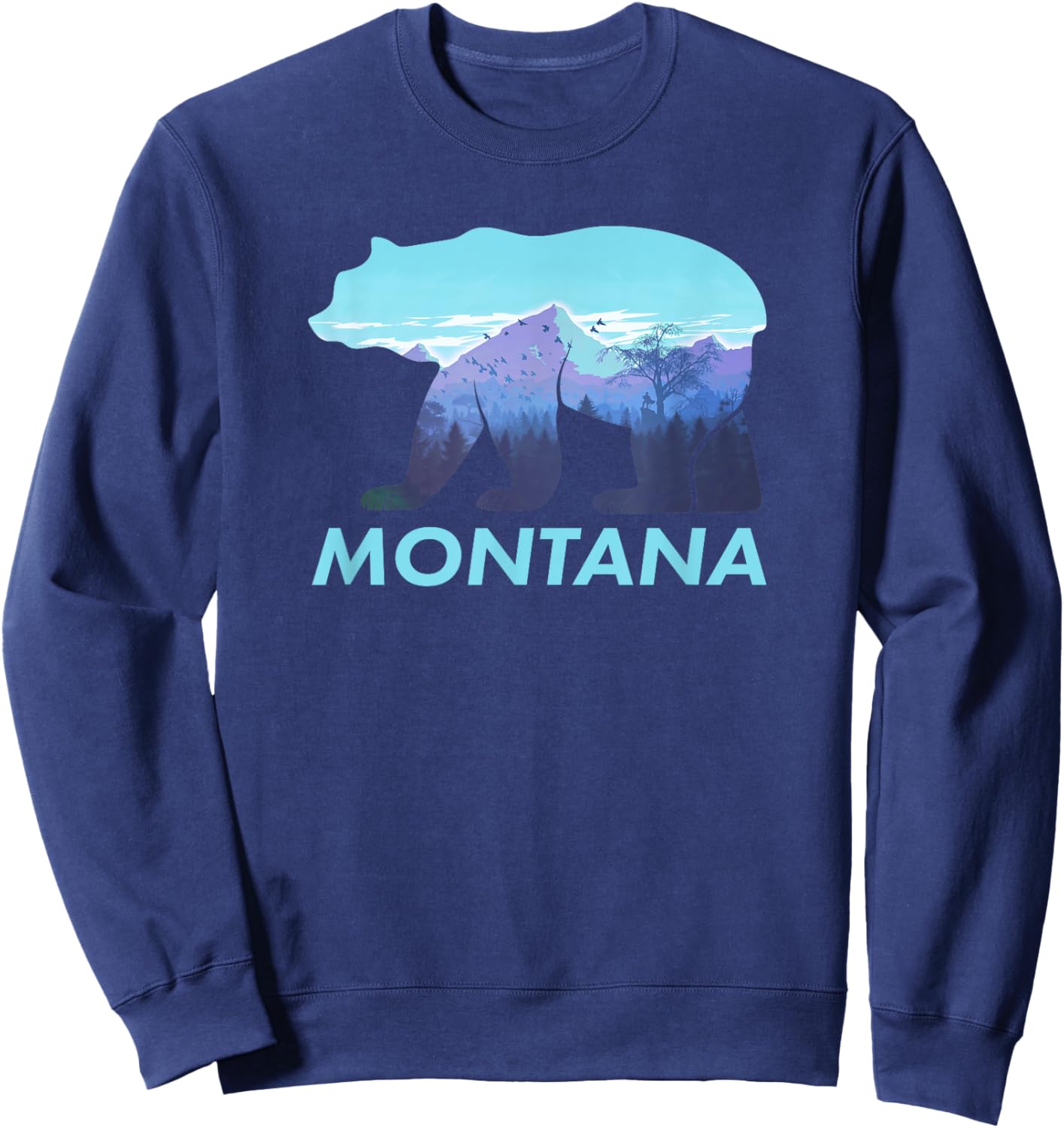 Montana Retro Vintage Outdoors Mountain Graphic Design Sweatshirt - Sweatshirt | Navy