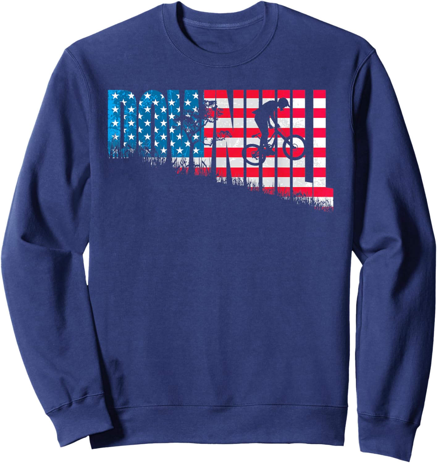 American Downhill Mountain Bike Flag - MTB Biking Riding Sweatshirt - Sweatshirt | Navy