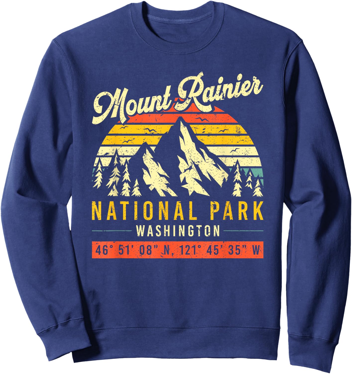 Mount Rainier Washington Vintage Retro National Park Sweatshirt - Sweatshirt | Navy