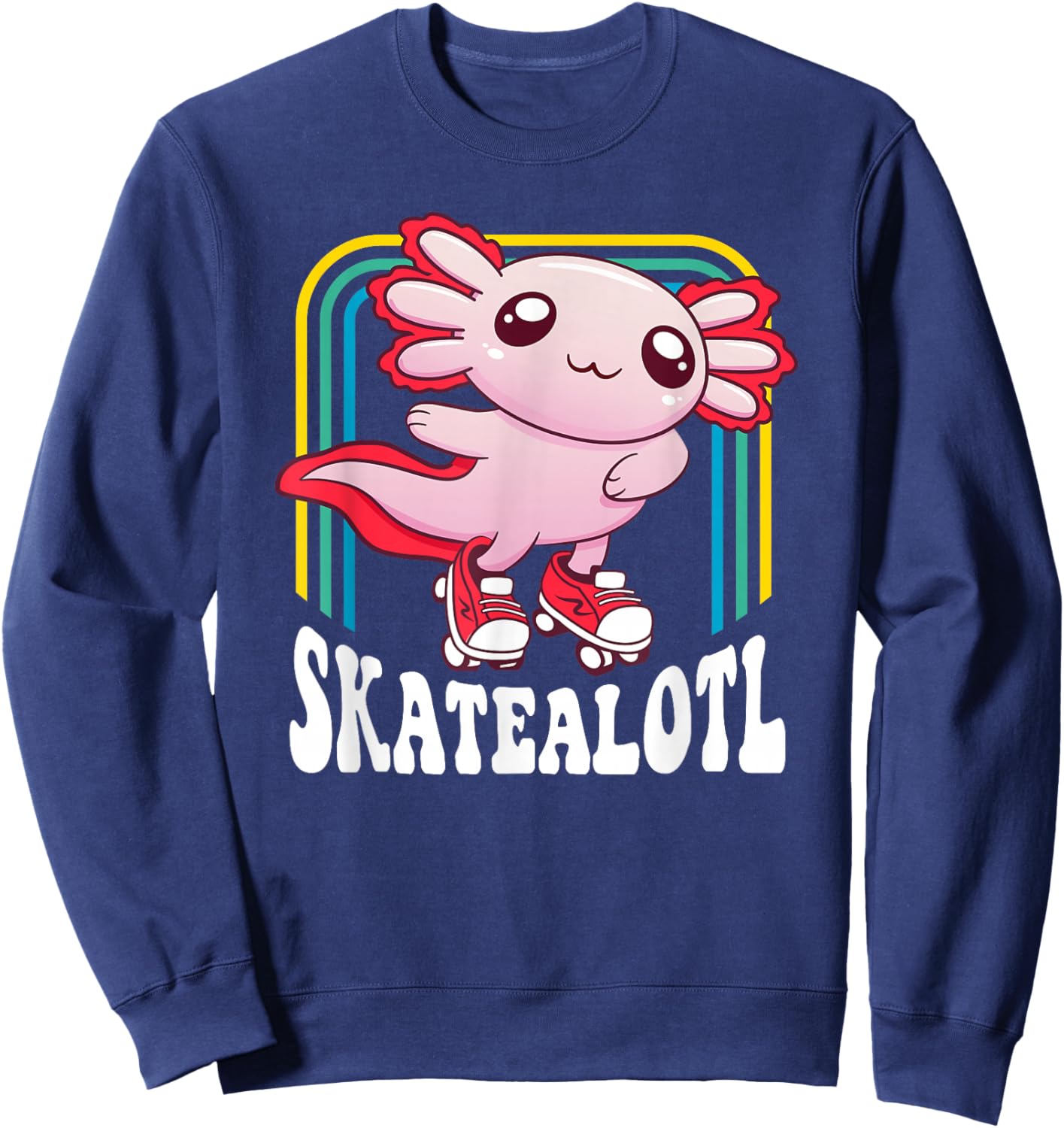 Funny Disco Roller Skate Axolotl Kawaii Salamander Sweatshirt - Sweatshirt | Navy
