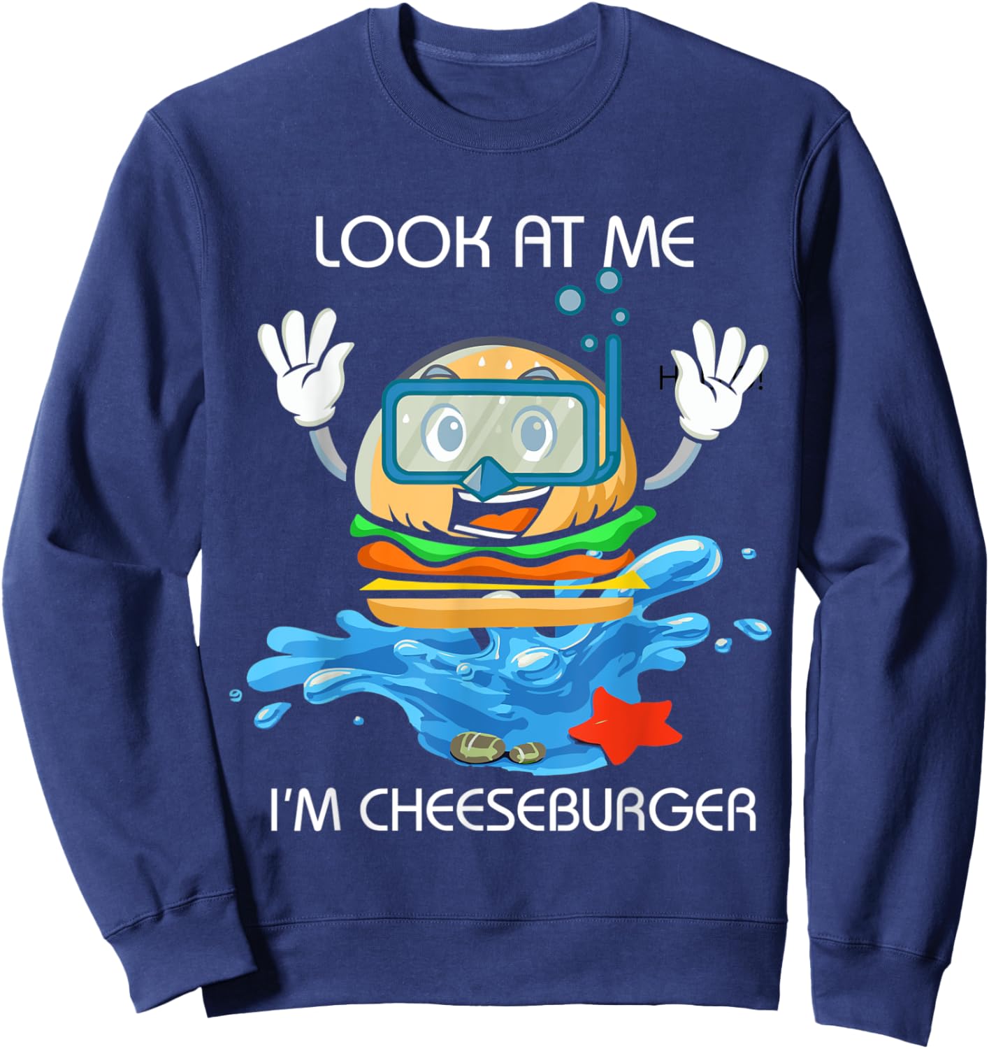 Cheeseburger - French Fry & Hamburger Lovers Food - Swimming Sweatshirt - Sweatshirt | Navy