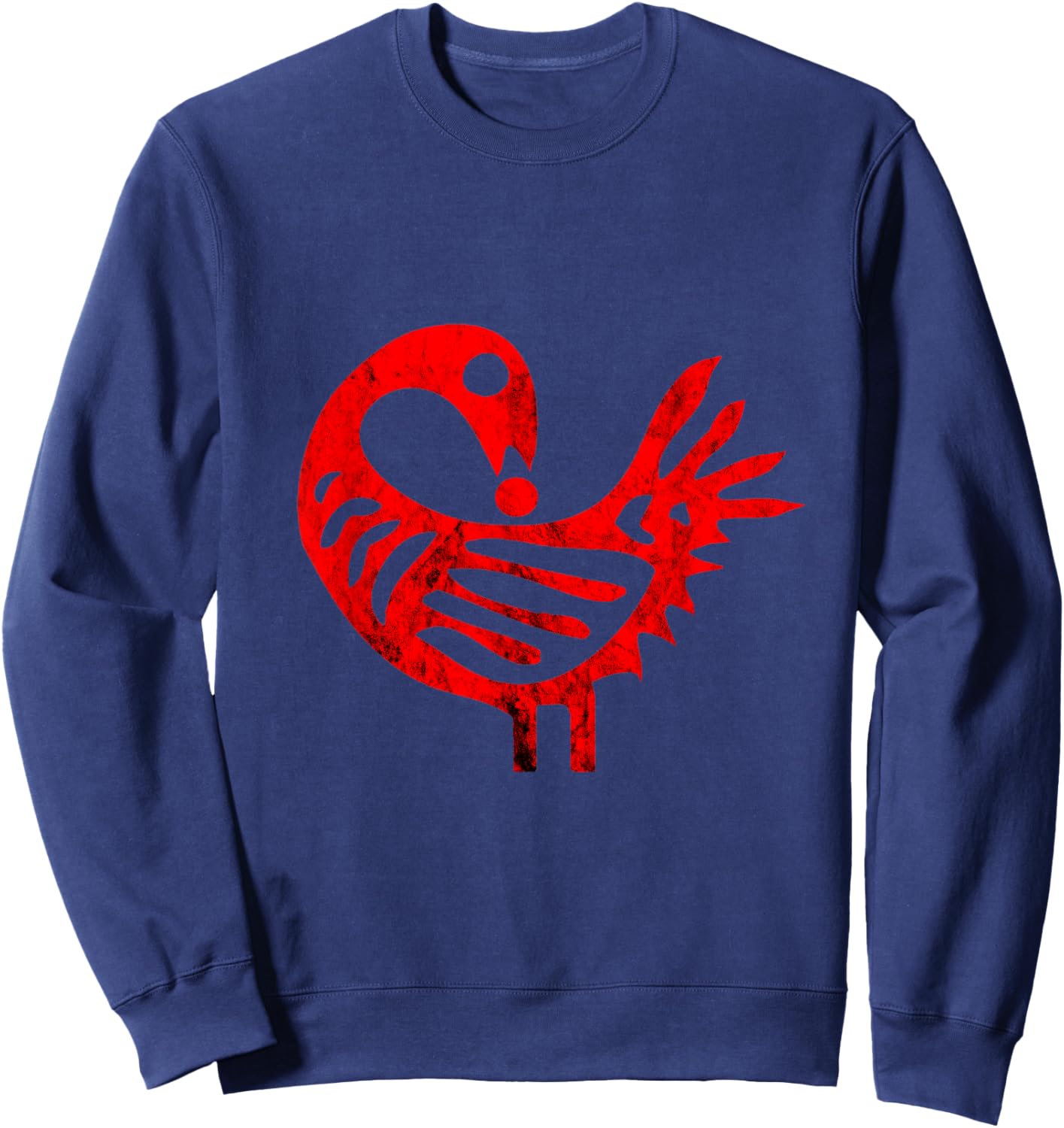 Sankofa Afrocentric Adinkra Red African Symbol Bird Sweatshirt - Sweatshirt | Navy