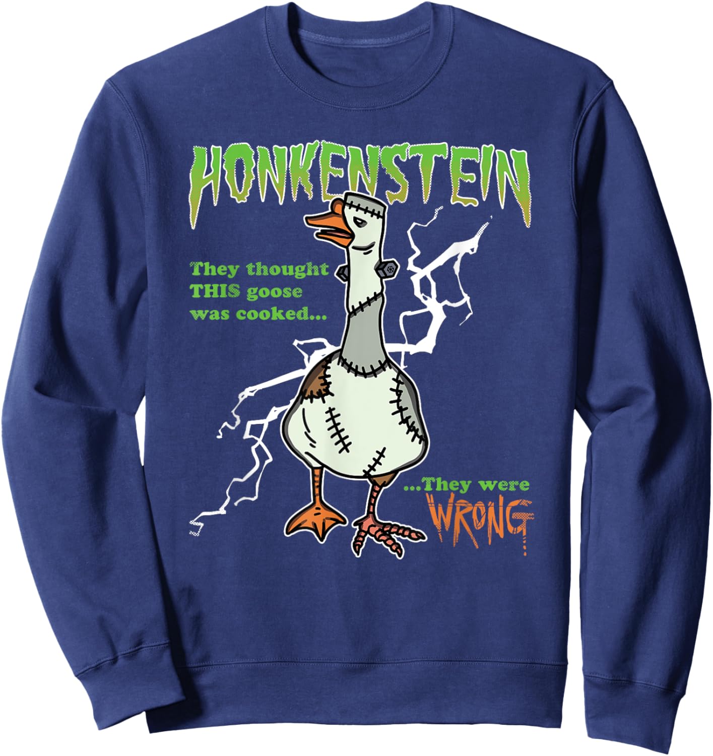 Honkenstein Funny Halloween Goose Meme Honkus Ponkus Parody Sweatshirt - Sweatshirt | Navy